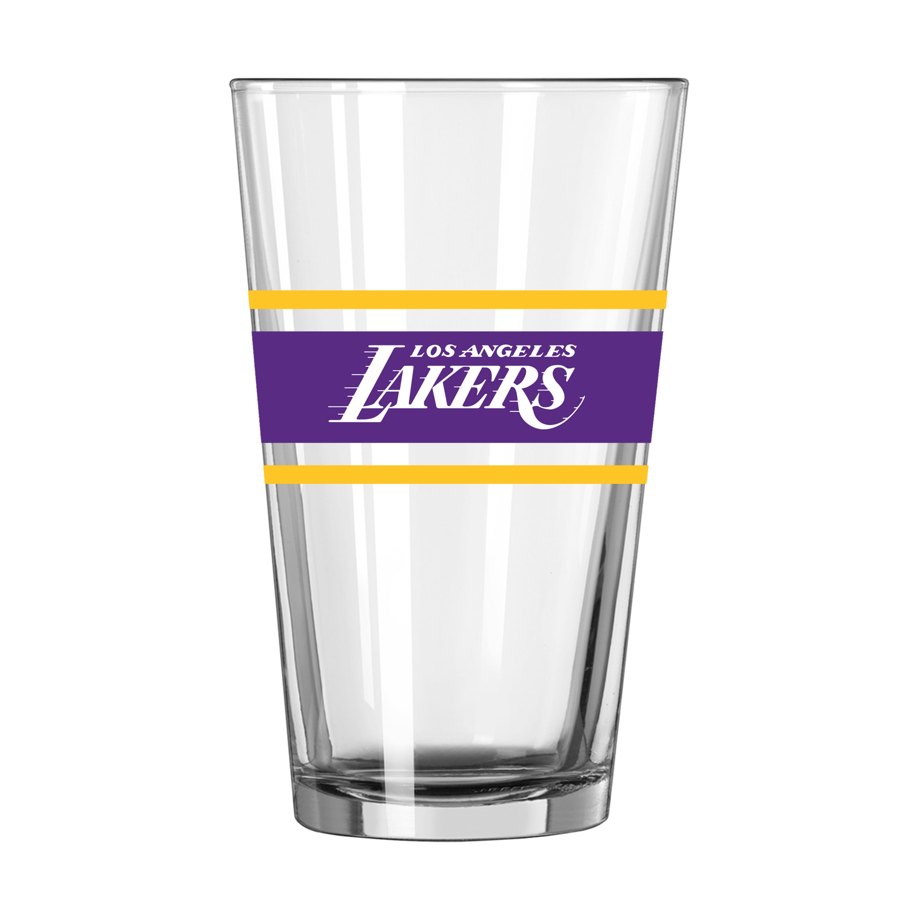 Los Angeles Lakers 16oz Stripe Pint Glass - Sports Gifts, Sports Memorabilia, Sports Collectibles, Fan Shop