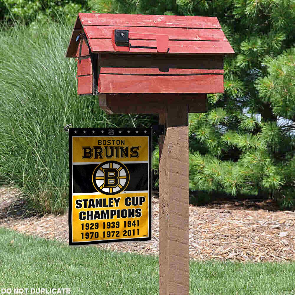 WinCraft Boston Bruins 6 Time Stanley Cup Champions Double Sided Garden Flag - Sports Collectibles, Sports Memorabilia, Sports Fan Shop, Sports Gifts