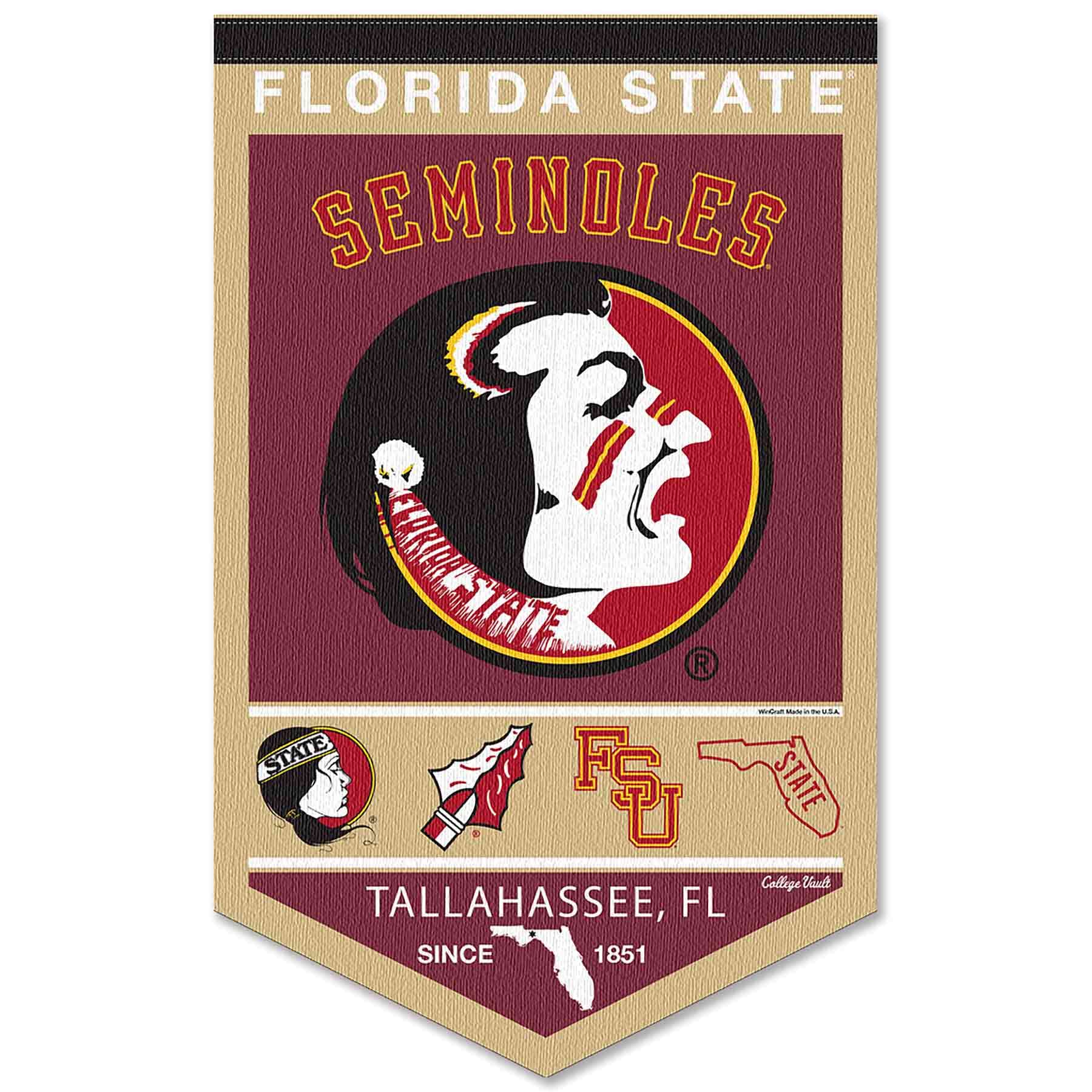 College Flags & Banners Co. Florida State FSU Noles Heritage History Banner Pennant - Sports Collectibles, Sports Memorabilia, Sports Fan Shop, Sports Gifts