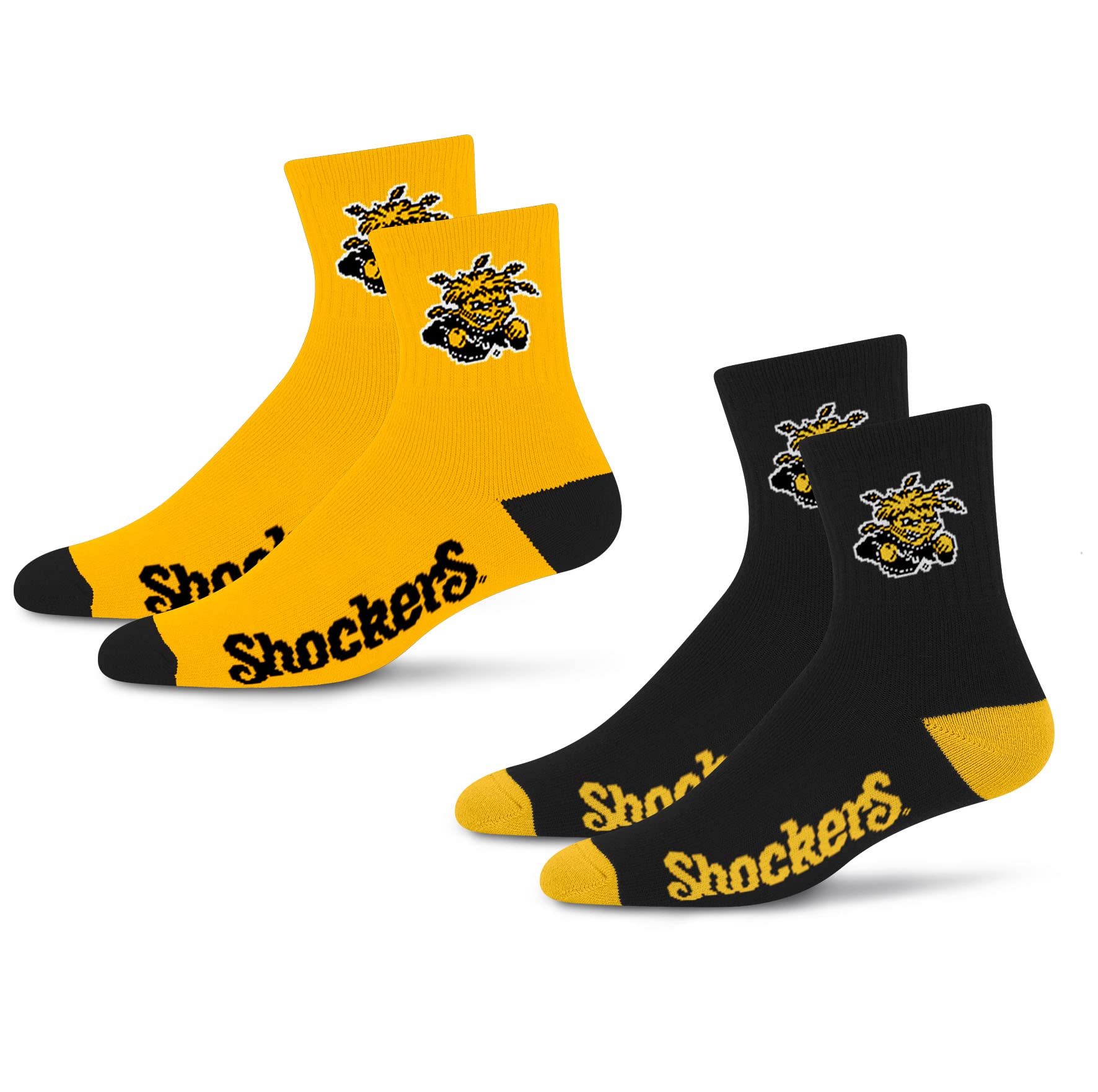 For Bare Feet NCAA Wichita State Shockers Quarter Sock Two Pack Team Colors Large - Sports Gifts, Sports Memorabilia, Sports Collectibles, Fan Shop