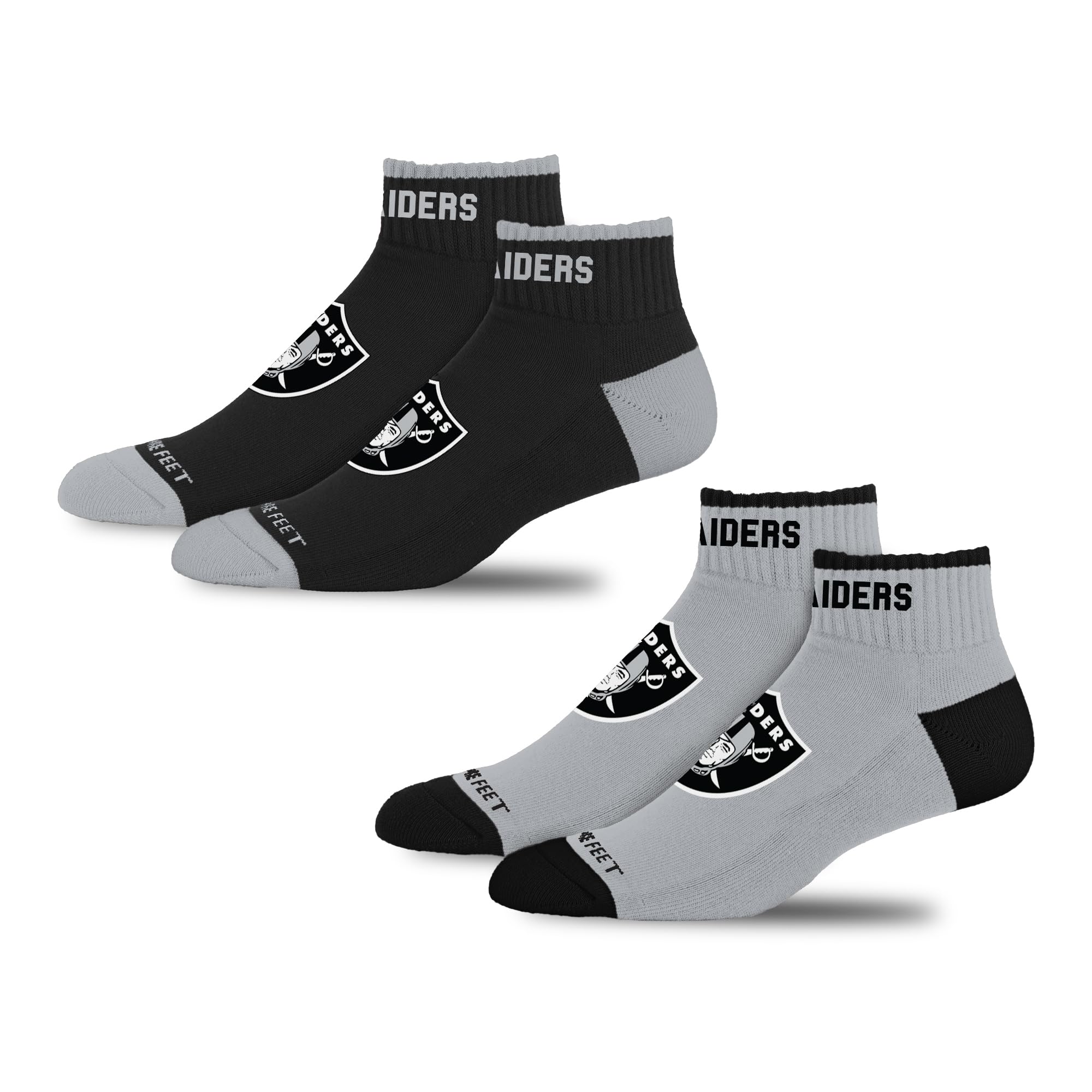 For Bare Feet NFL LAS VEGAS RAIDERS Front and Center 2 Pack Team Colors Large - Sports Gifts, Sports Memorabilia, Sports Collectibles, Fan Shop
