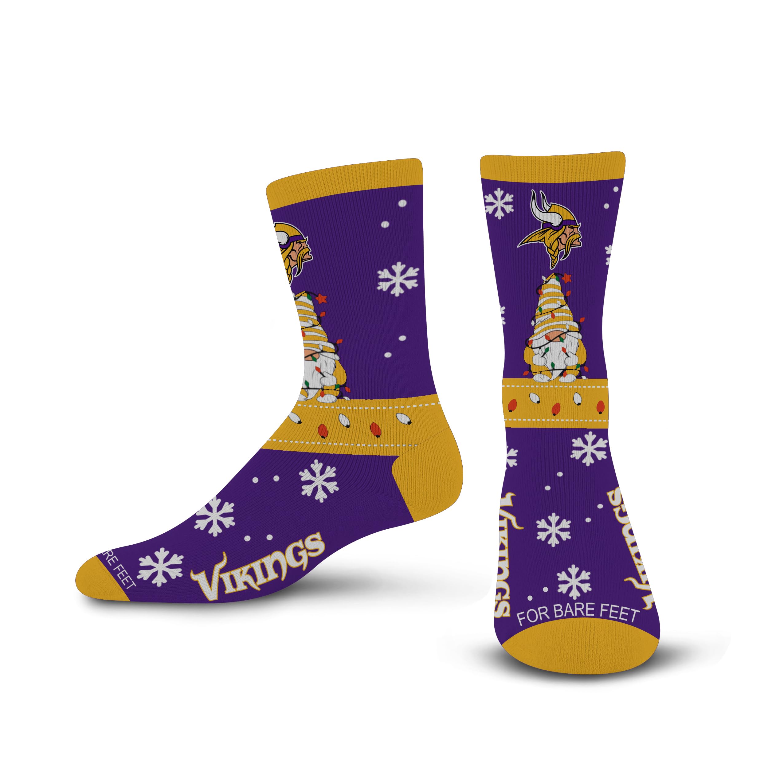 For Bare Feet NFL MINNESOTA VIKINGS Holiday Sweater Gnome Team Colors Large - Sports Gifts, Sports Memorabilia, Sports Collectibles, Fan Shop