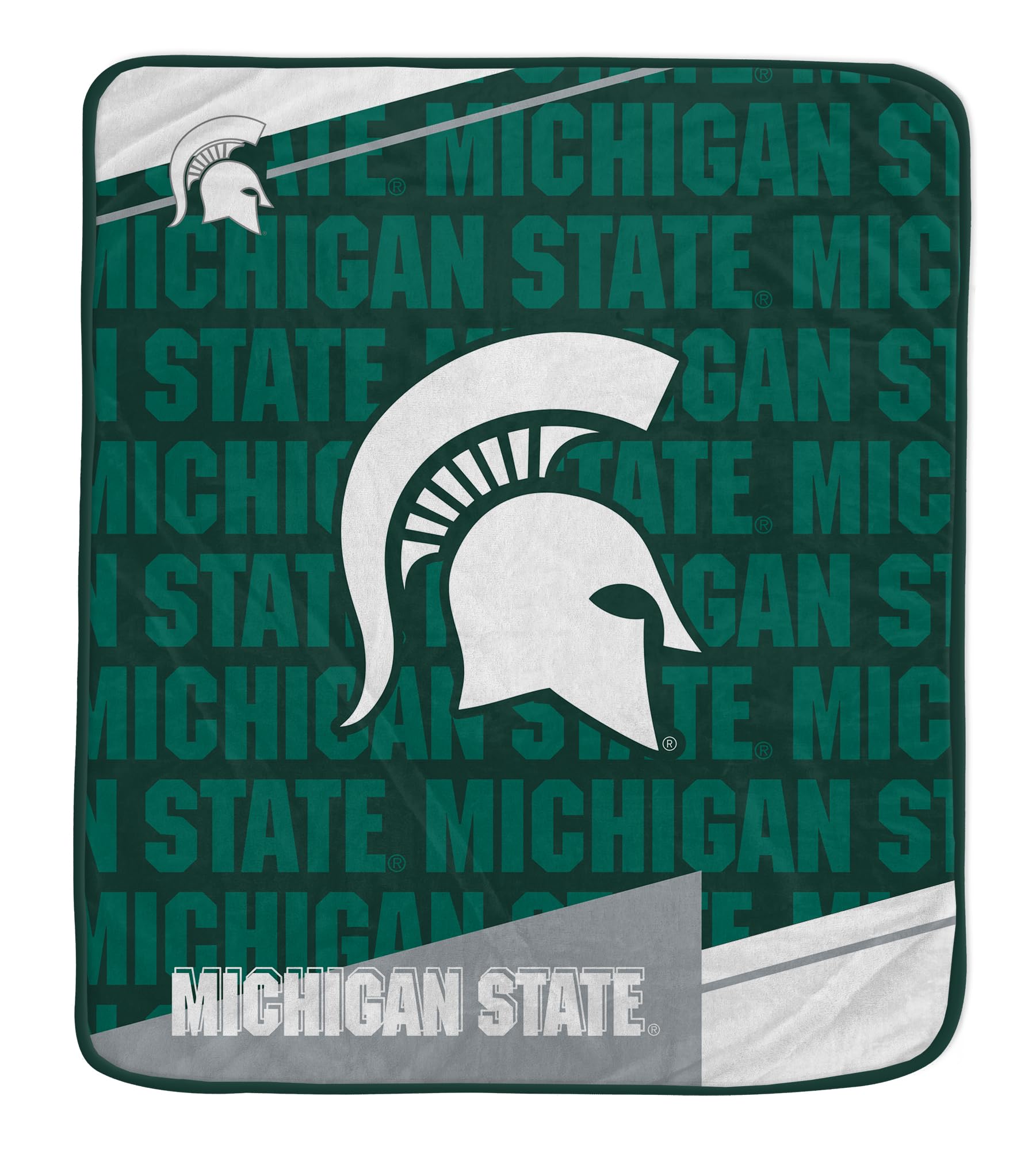 Pegasus Sports NCAA Michigan State Spartans Diagonal Ghost Ultra Soft Blanket - Sports Gifts, Sports Memorabilia, Sports Collectibles, Fan Shop