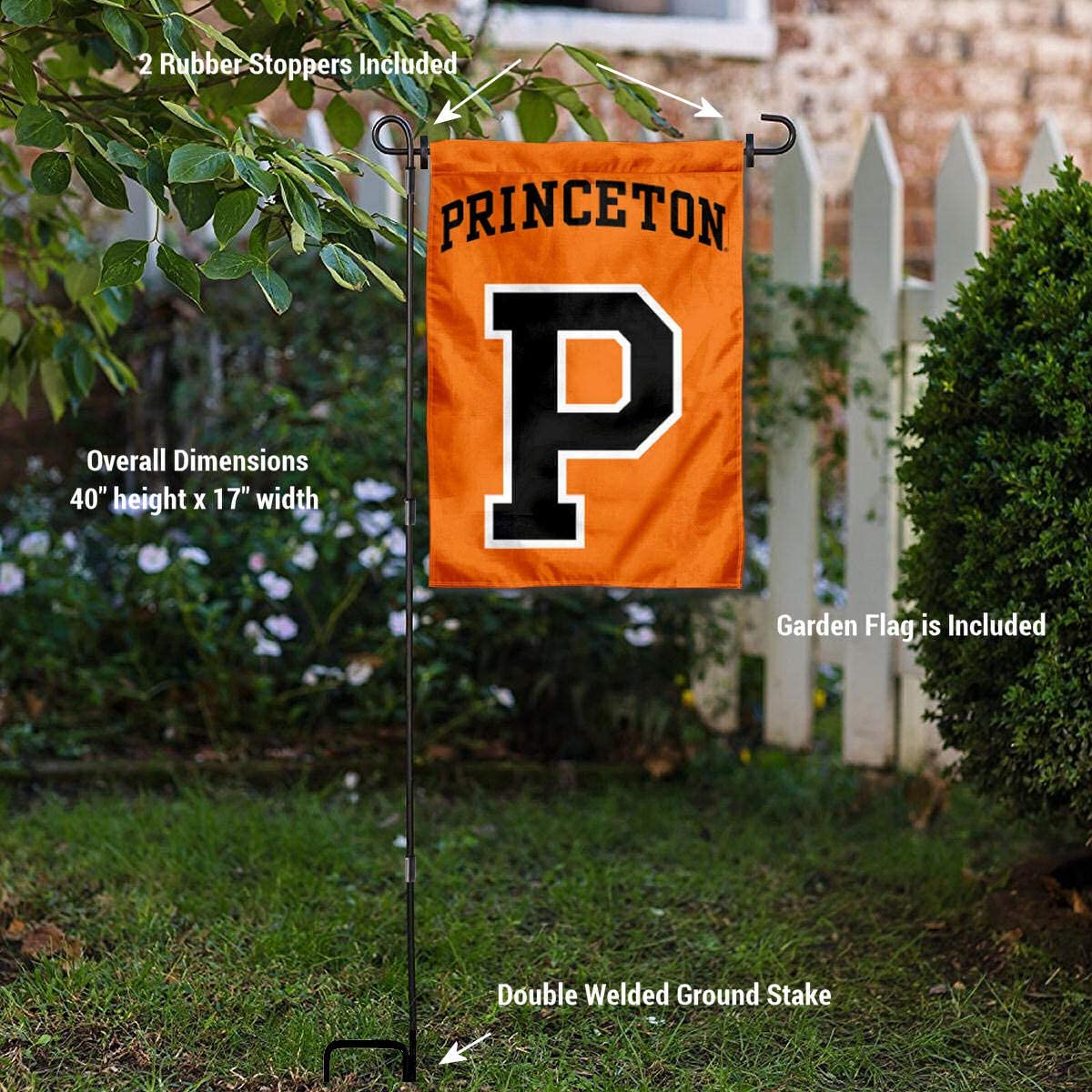 College Flags & Banners Co. Princeton Tigers Garden Flag and Flag Stand Pole Holder Set - Sports Collectibles, Sports Memorabilia, Sports Fan Shop, Sports Gifts