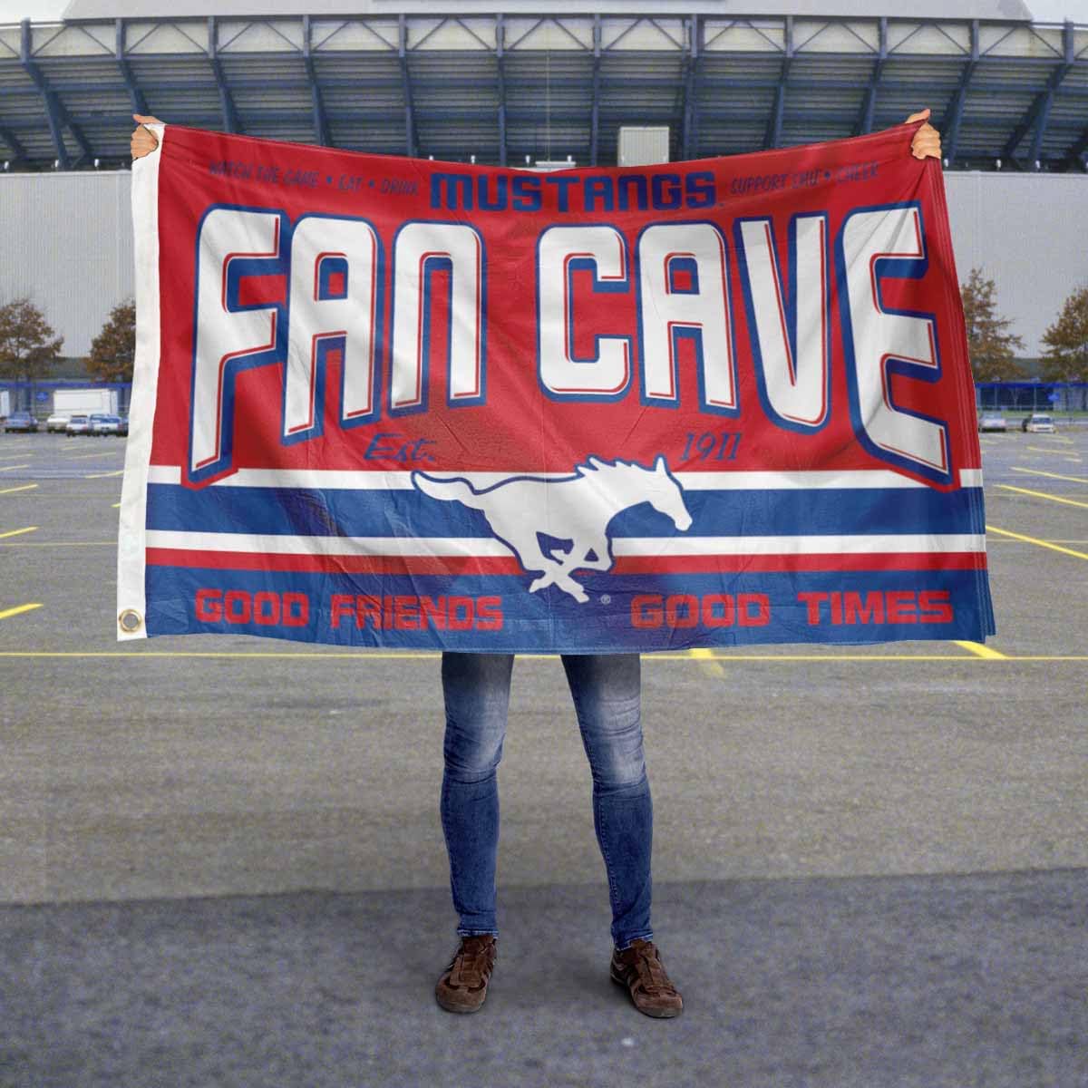 Southern Methodist Mustangs Fan Man Cave Banner Flag - Sports Collectibles, Sports Memorabilia, Sports Fan Shop, Sports Gifts