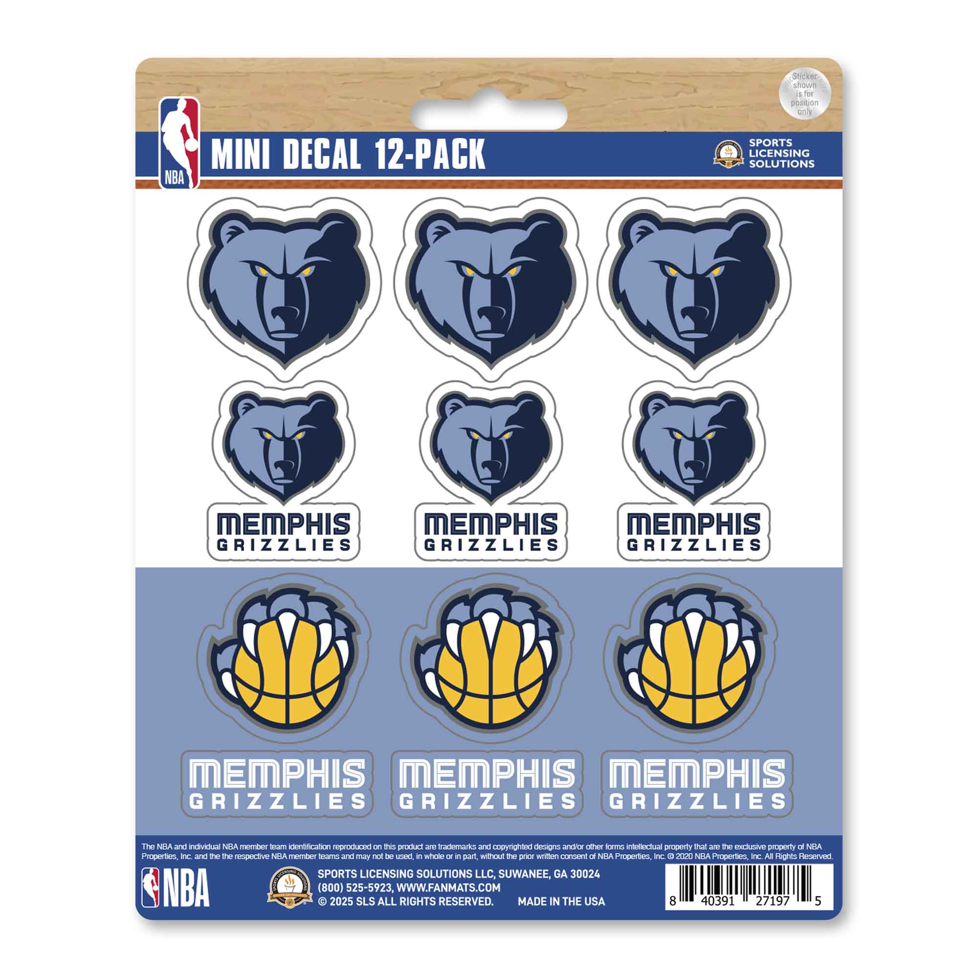 NBA - Memphis Grizzlies Mini Decal 12-pk