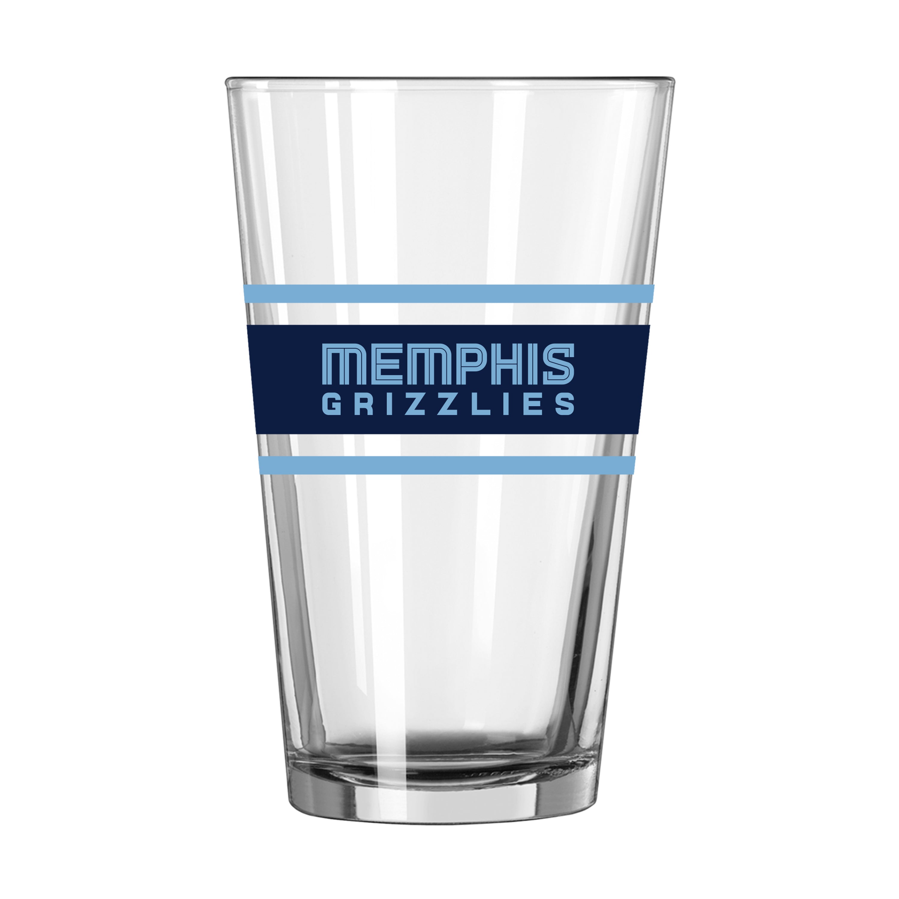 Memphis Grizzlies 16oz Stripe Pint Glass - Sports Gifts, Sports Memorabilia, Sports Collectibles, Fan Shop