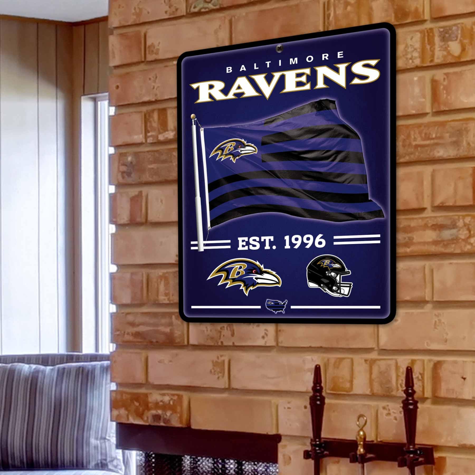 WinCraft Baltimore Ravens Americana Banner Flag Sign - Sports Collectibles, Sports Memorabilia, Sports Fan Shop, Sports Gifts
