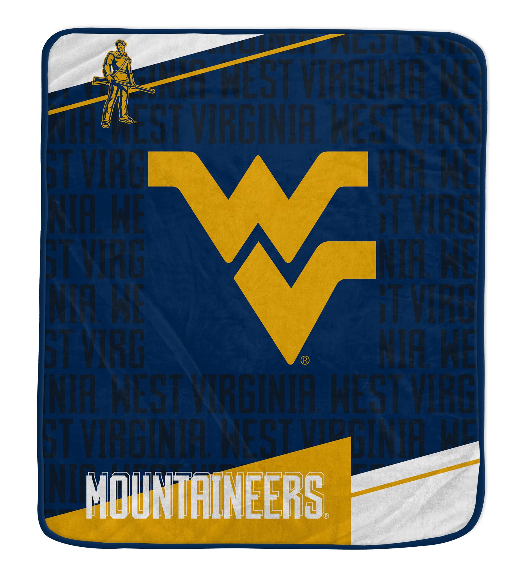 Pegasus Sports NCAA West Virginia Mountaineers Diagonal Ghost Ultra Soft Blanket - Sports Gifts, Sports Memorabilia, Sports Collectibles, Fan Shop