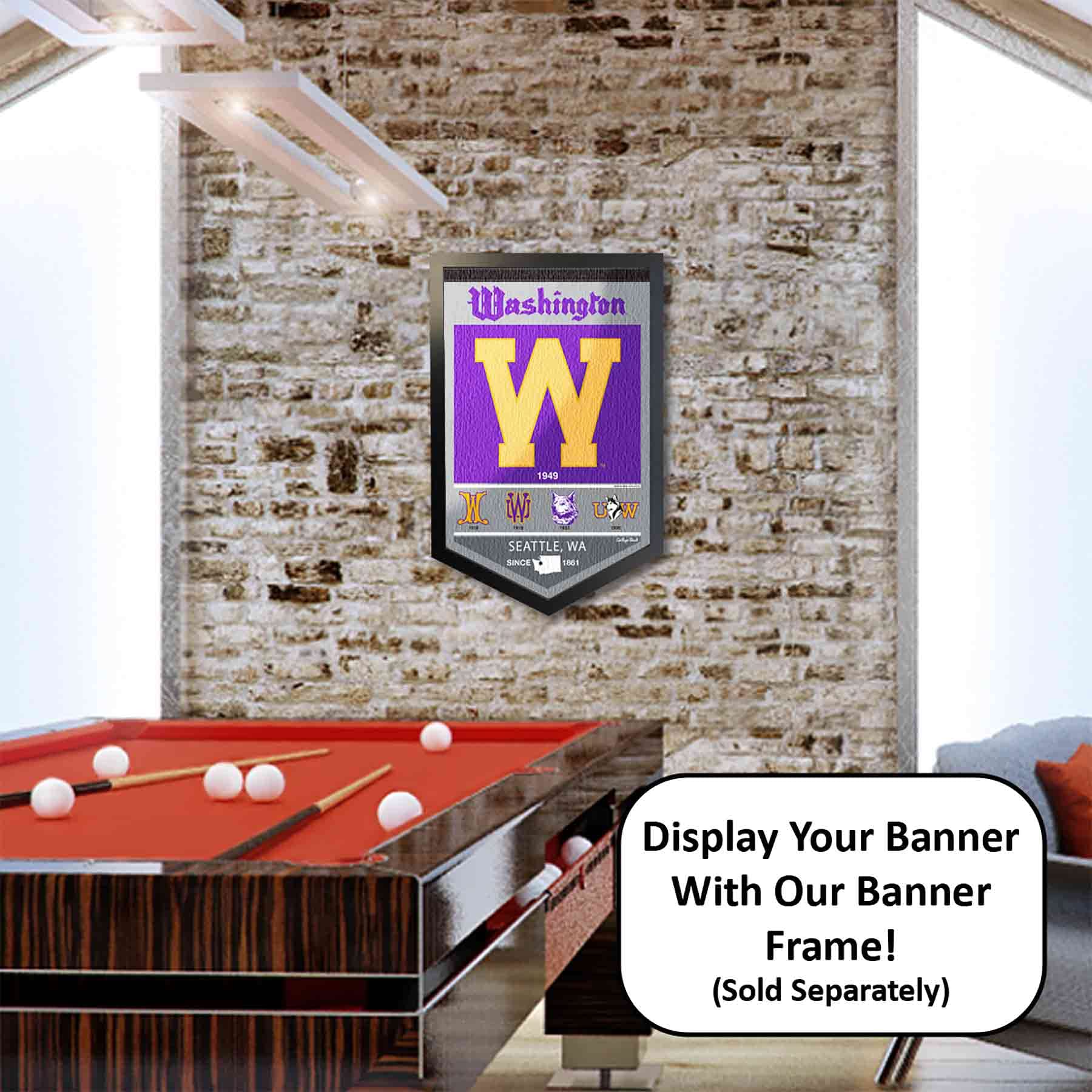 College Flags & Banners Co. Washington UW Huskies Heritage History Banner Pennant - Sports Collectibles, Sports Memorabilia, Sports Fan Shop, Sports Gifts