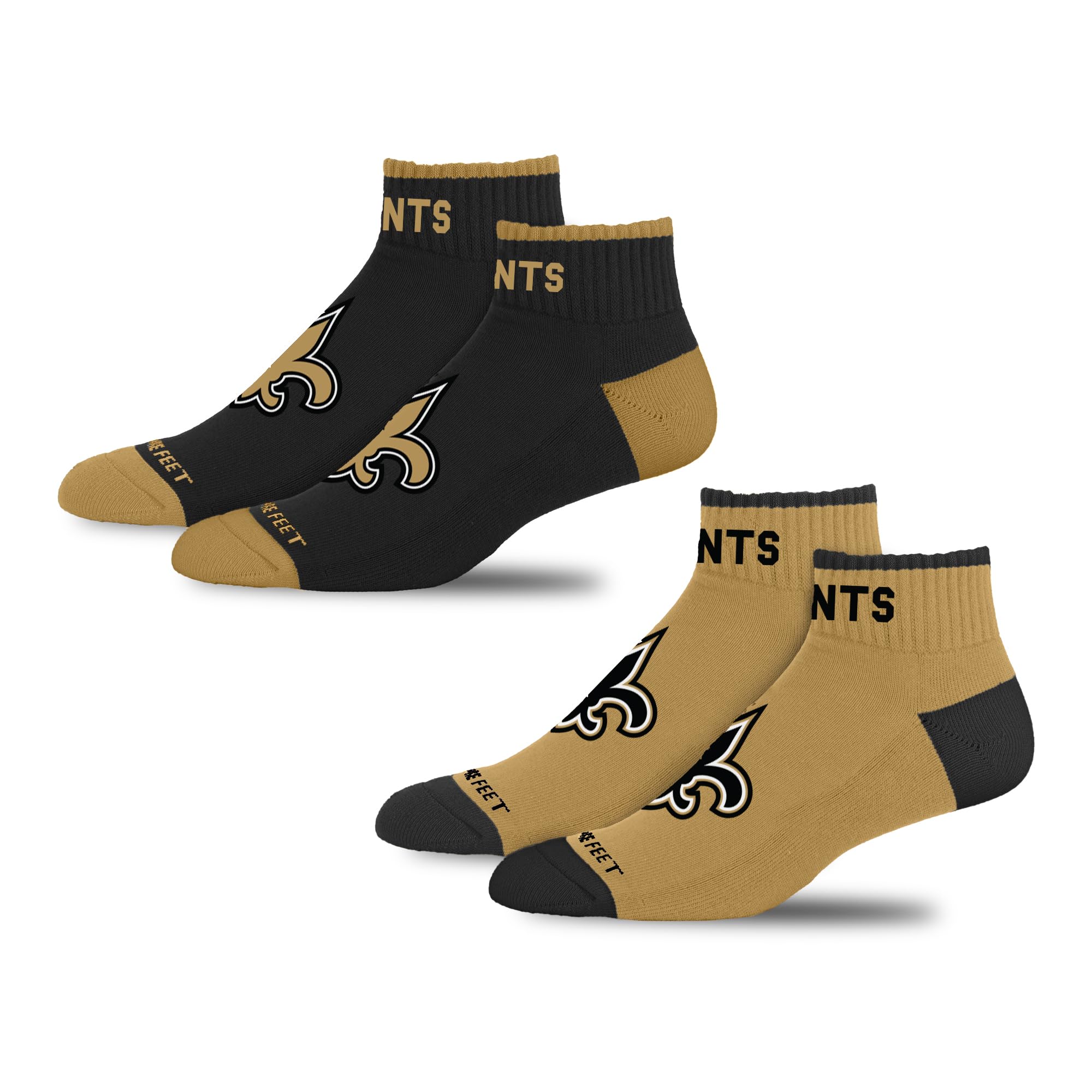 For Bare Feet NFL NEW ORLEANS SAINTS Front and Center 2 Pack Team Colors Large - Sports Gifts, Sports Memorabilia, Sports Collectibles, Fan Shop