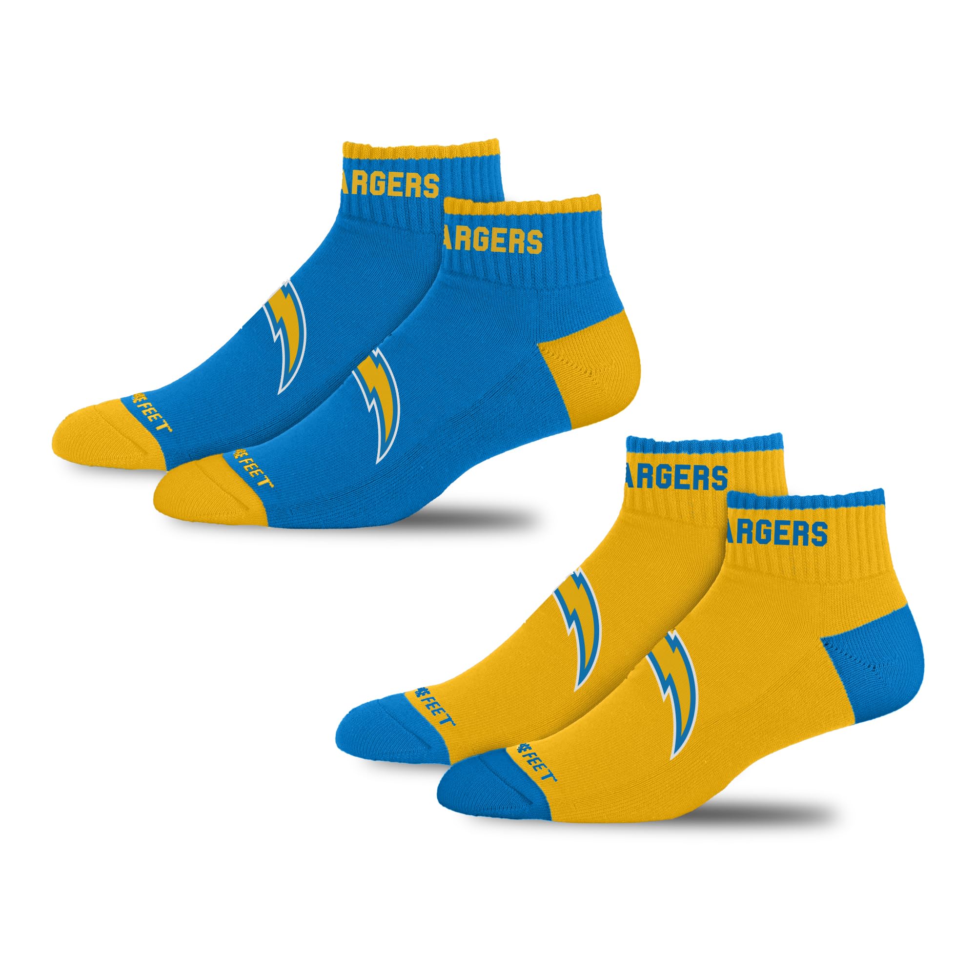 For Bare Feet NFL LOS ANGELES CHARGERS Front and Center 2 Pack Team Colors Large - Sports Gifts, Sports Memorabilia, Sports Collectibles, Fan Shop