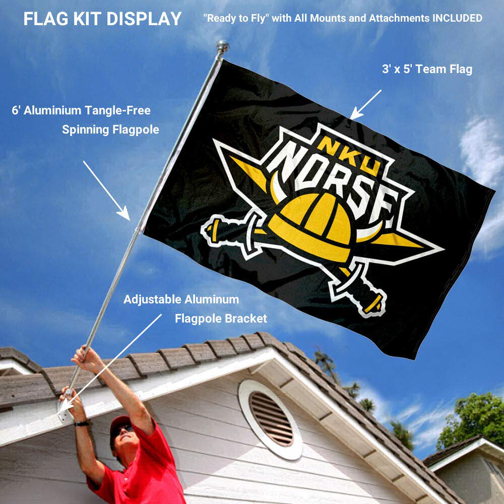 College Flags & Banners Co. NKU Norse and Pole Bracket Mount Bundle Flag - Sports Collectibles, Sports Memorabilia, Sports Fan Shop, Sports Gifts