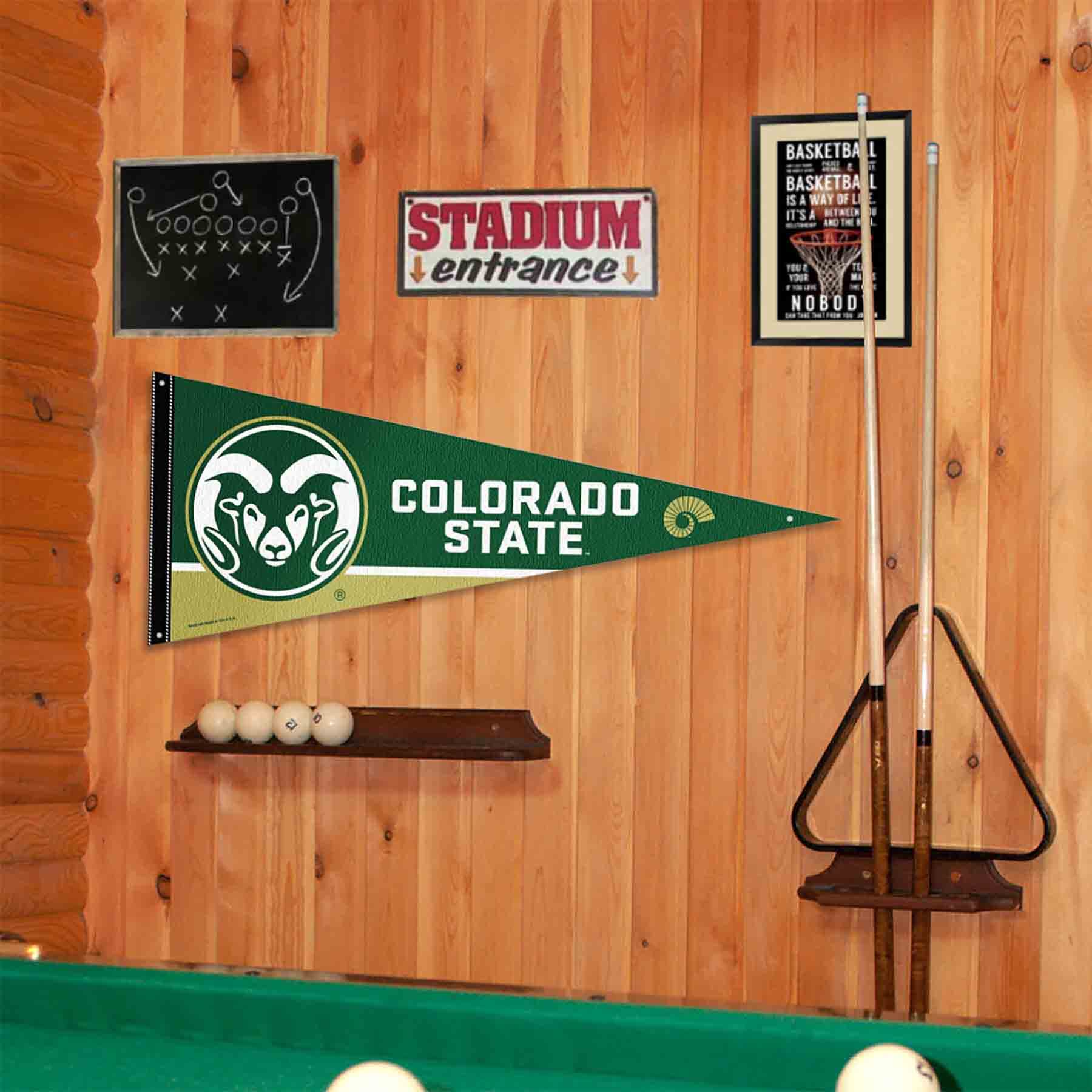 College Flags & Banners Co. Colorado State Rams Pennant Flag and Wall Tack Mount Pads - Sports Collectibles, Sports Memorabilia, Sports Fan Shop, Sports Gifts