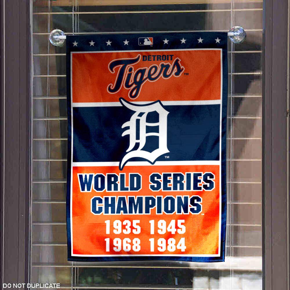 WinCraft Detroit Baseball 4-Time World Champions Double Sided Garden Flag - Sports Collectibles, Sports Memorabilia, Sports Fan Shop, Sports Gifts