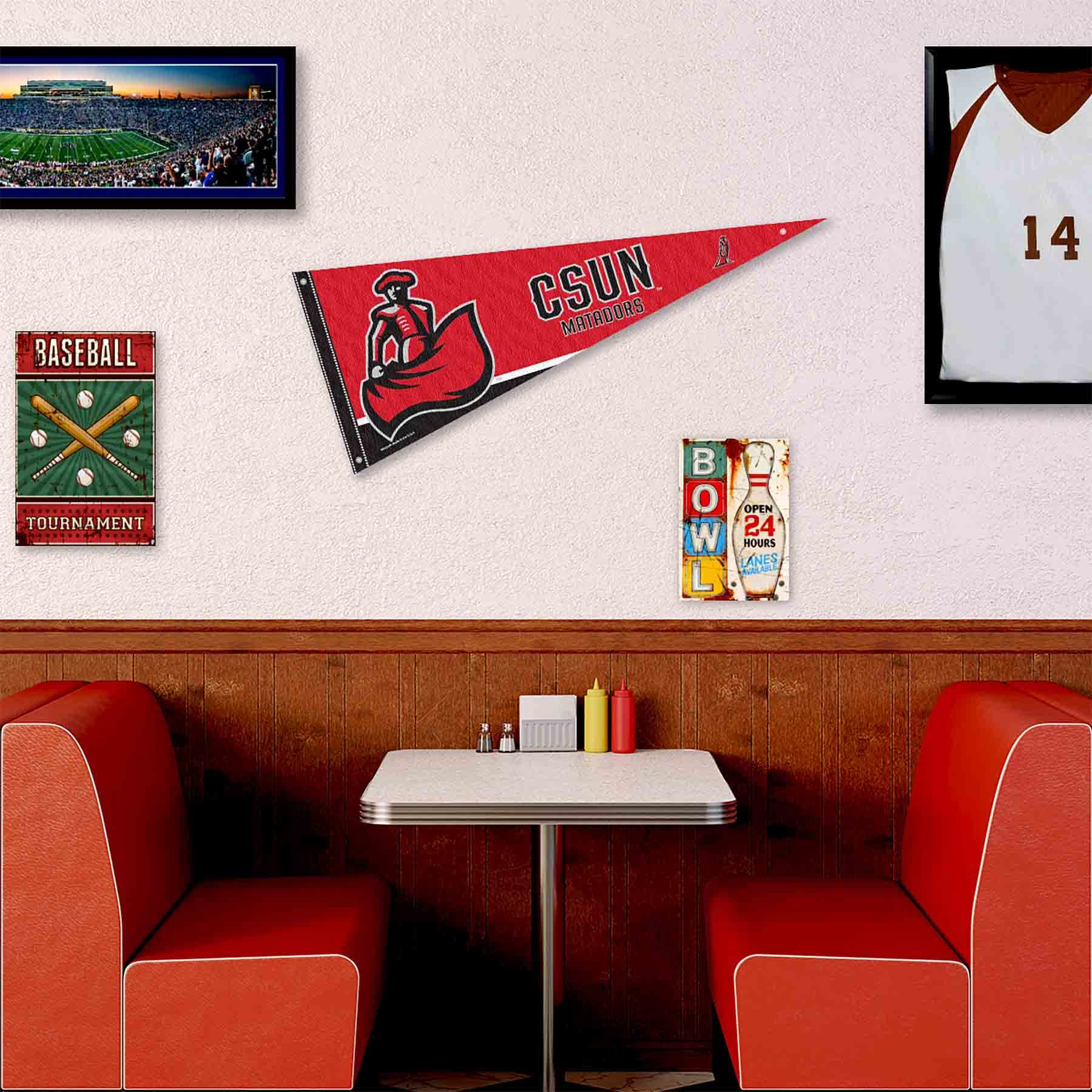 College Flags & Banners Co. Cal State Northridge Matadors Pennant Flag and Wall Tack Mount Pads - Sports Collectibles, Sports Memorabilia, Sports Fan Shop, Sports Gifts