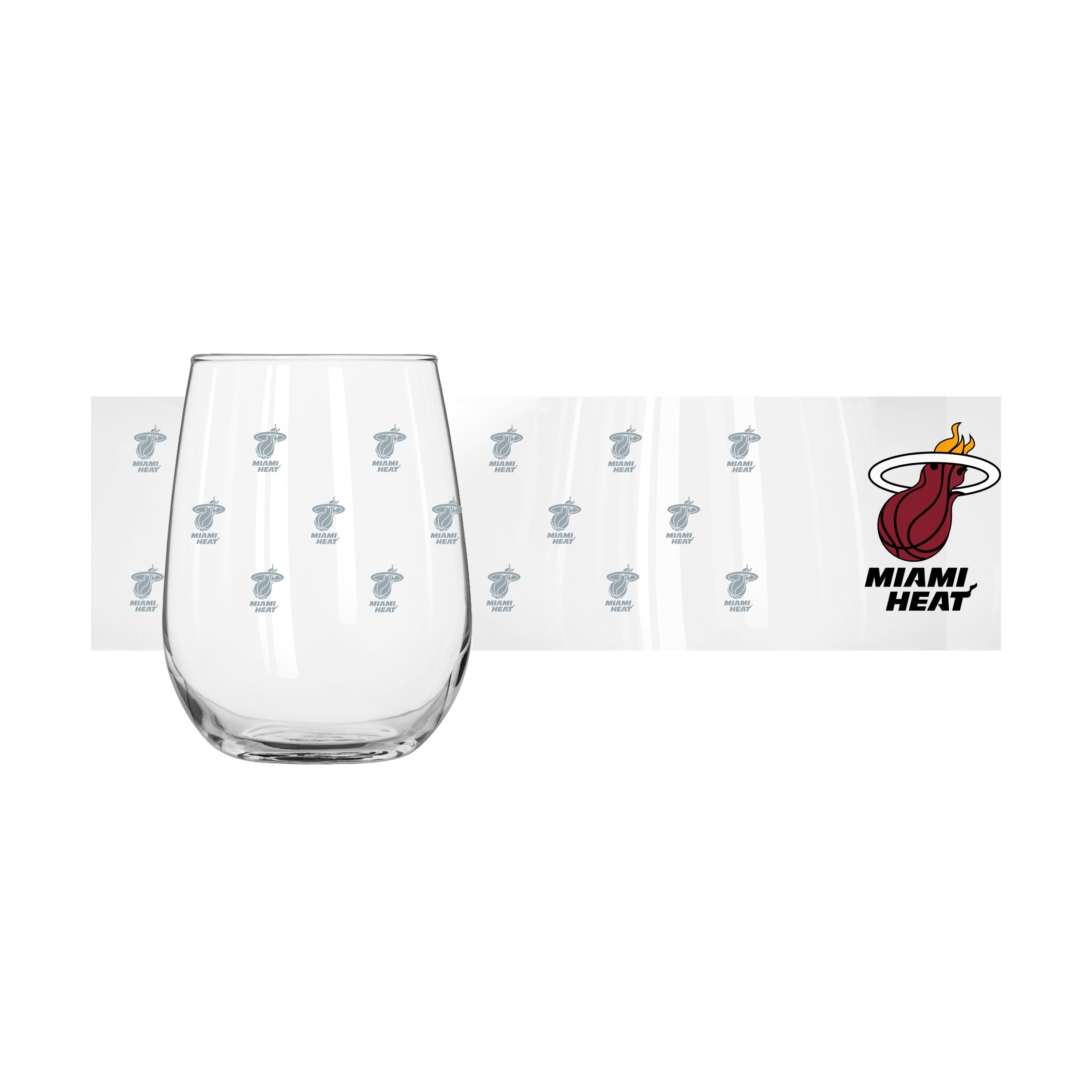 Miami Heat 16oz Satin Etch Curved Beverage Glass - Sports Gifts, Sports Memorabilia, Sports Collectibles, Fan Shop