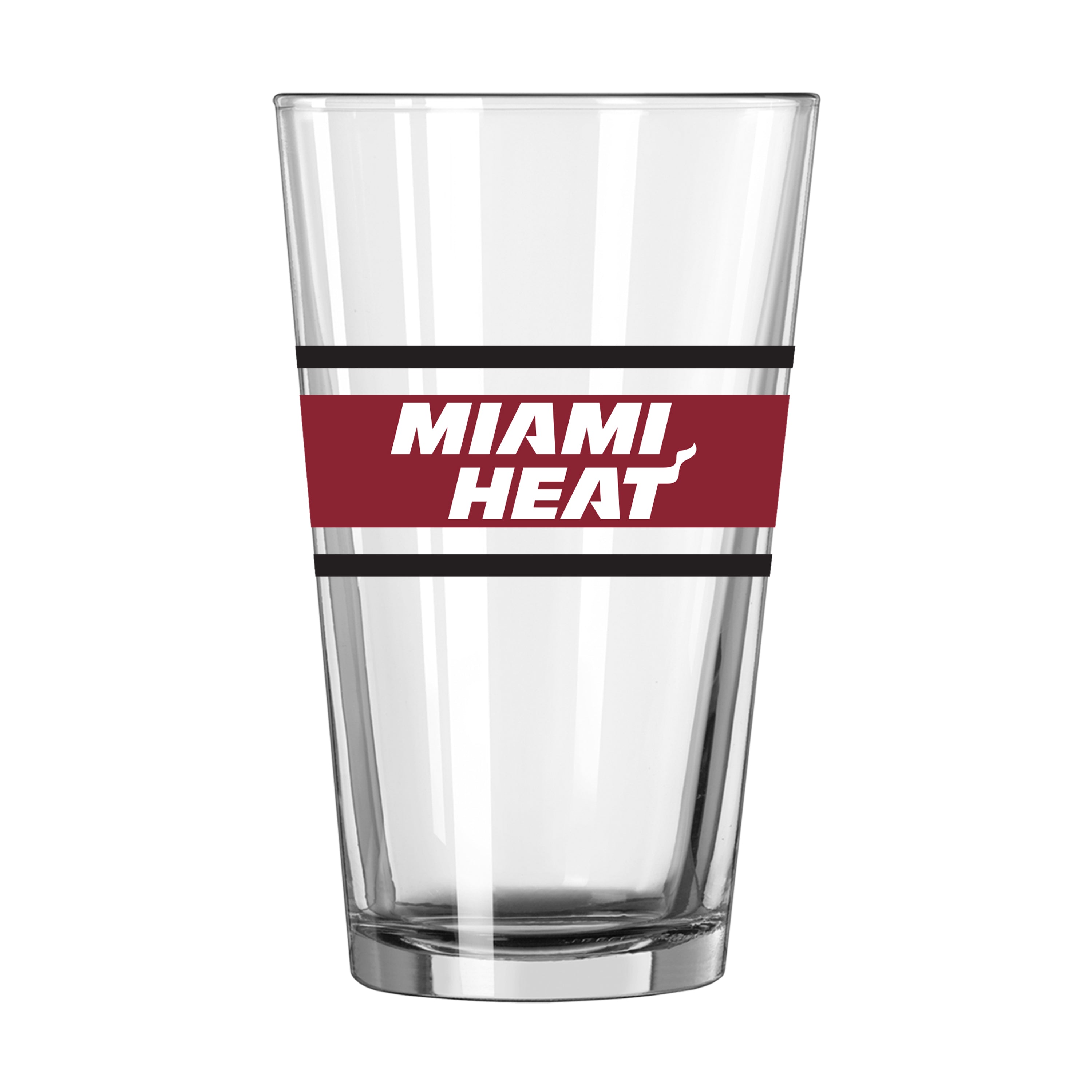 Miami Heat 16oz Stripe Pint Glass - Sports Gifts, Sports Memorabilia, Sports Collectibles, Fan Shop