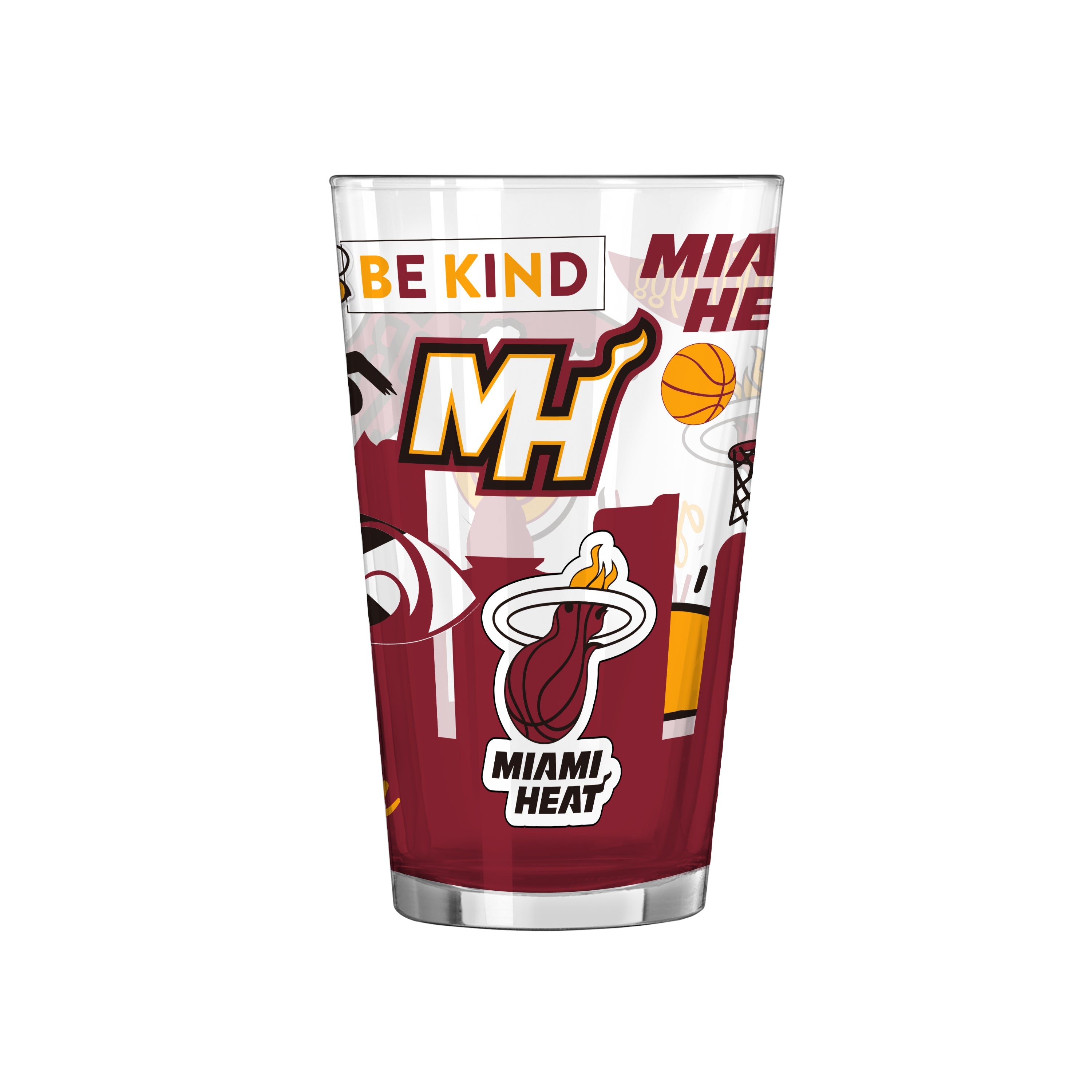 Miami Heat 16oz Native Pint Glass - Sports Gifts, Sports Memorabilia, Sports Collectibles, Fan Shop