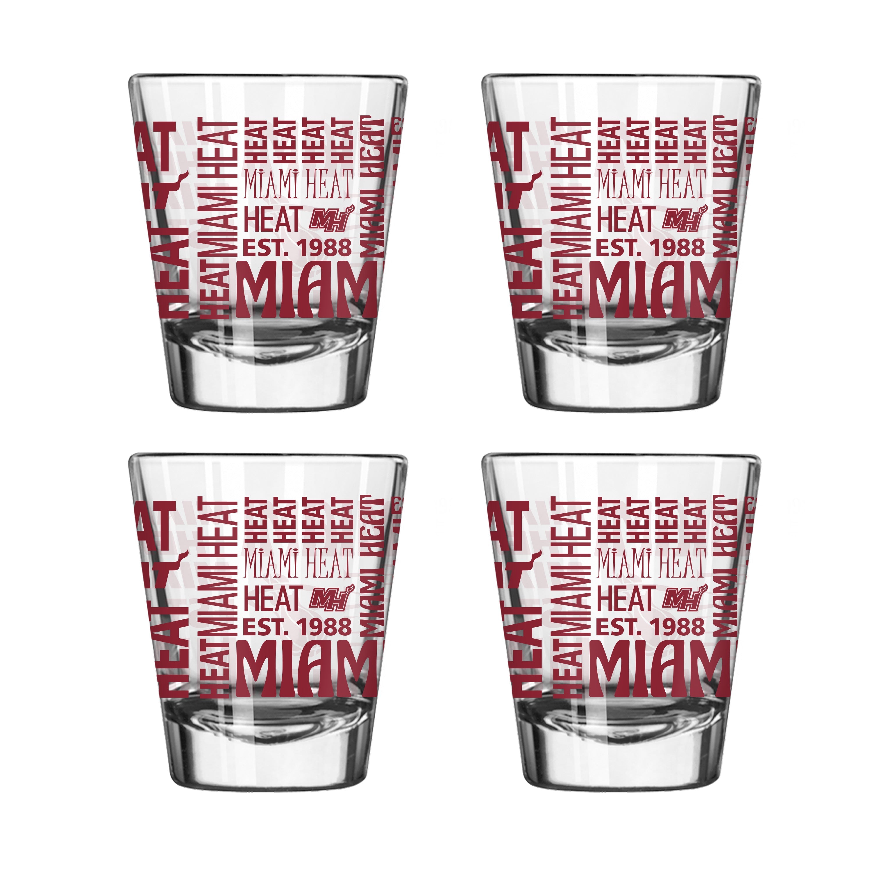 Miami Heat 4pk Spirit 2oz Shot Glass