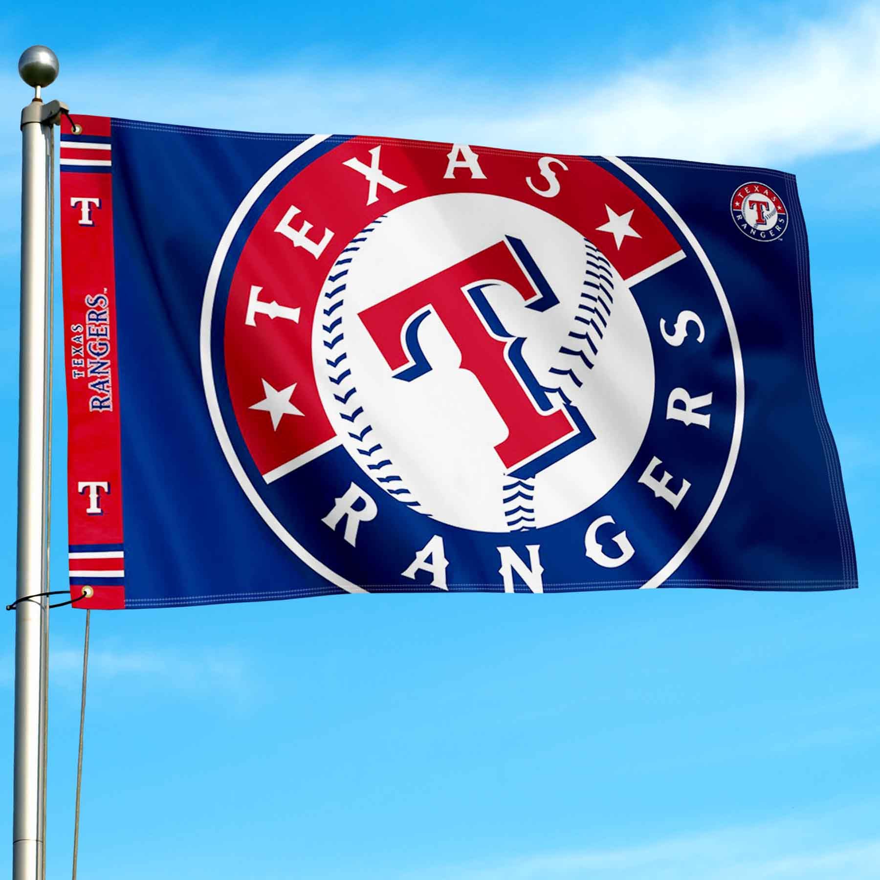 WinCraft Texas Rangers Printed Header Flag 3x5 Banner - Sports Collectibles, Sports Memorabilia, Sports Fan Shop, Sports Gifts