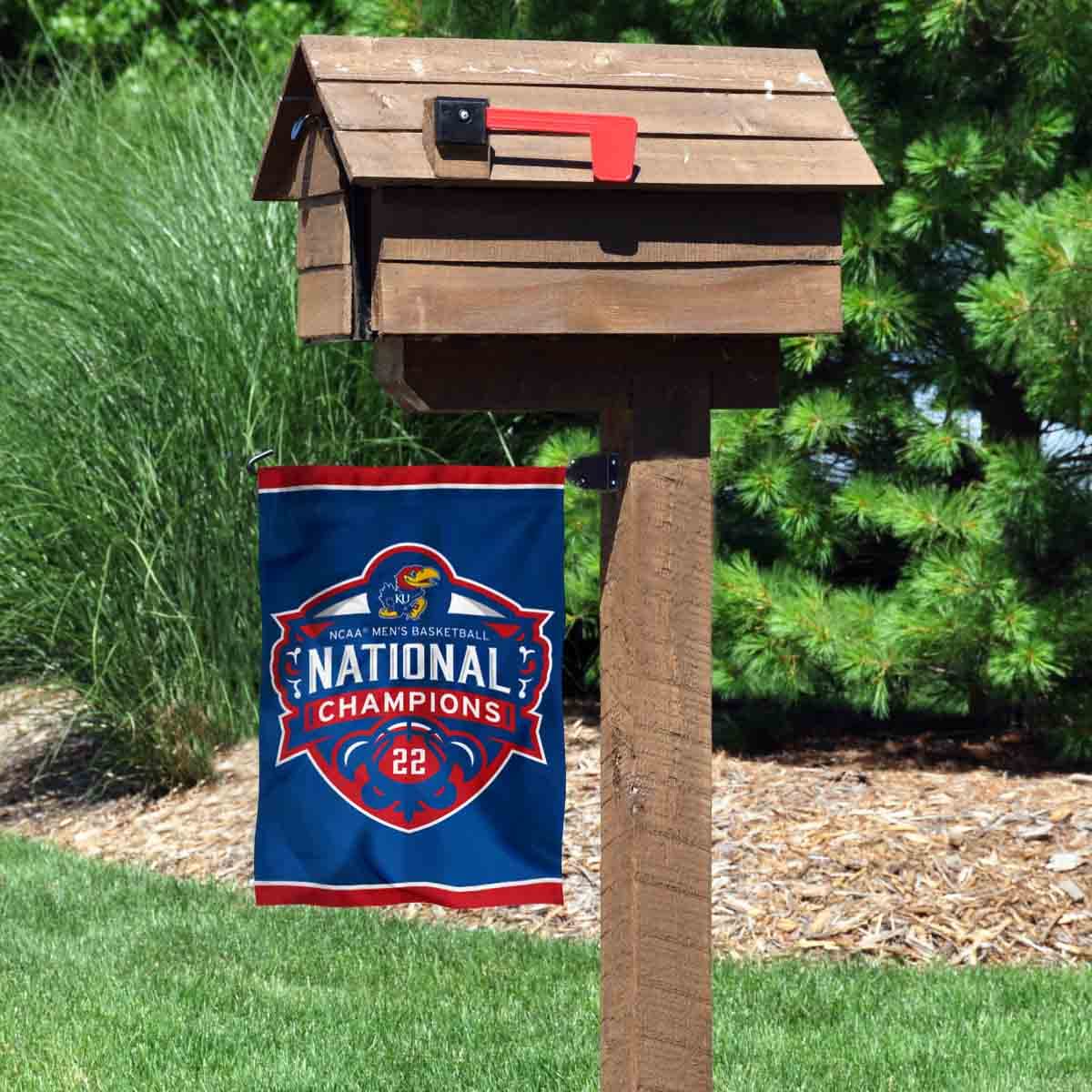 WinCraft Kansas KU Jayhawks College Basketball 2022 National Champions Double Sided Garden Banner - Sports Collectibles, Sports Memorabilia, Sports Fan Shop, Sports Gifts