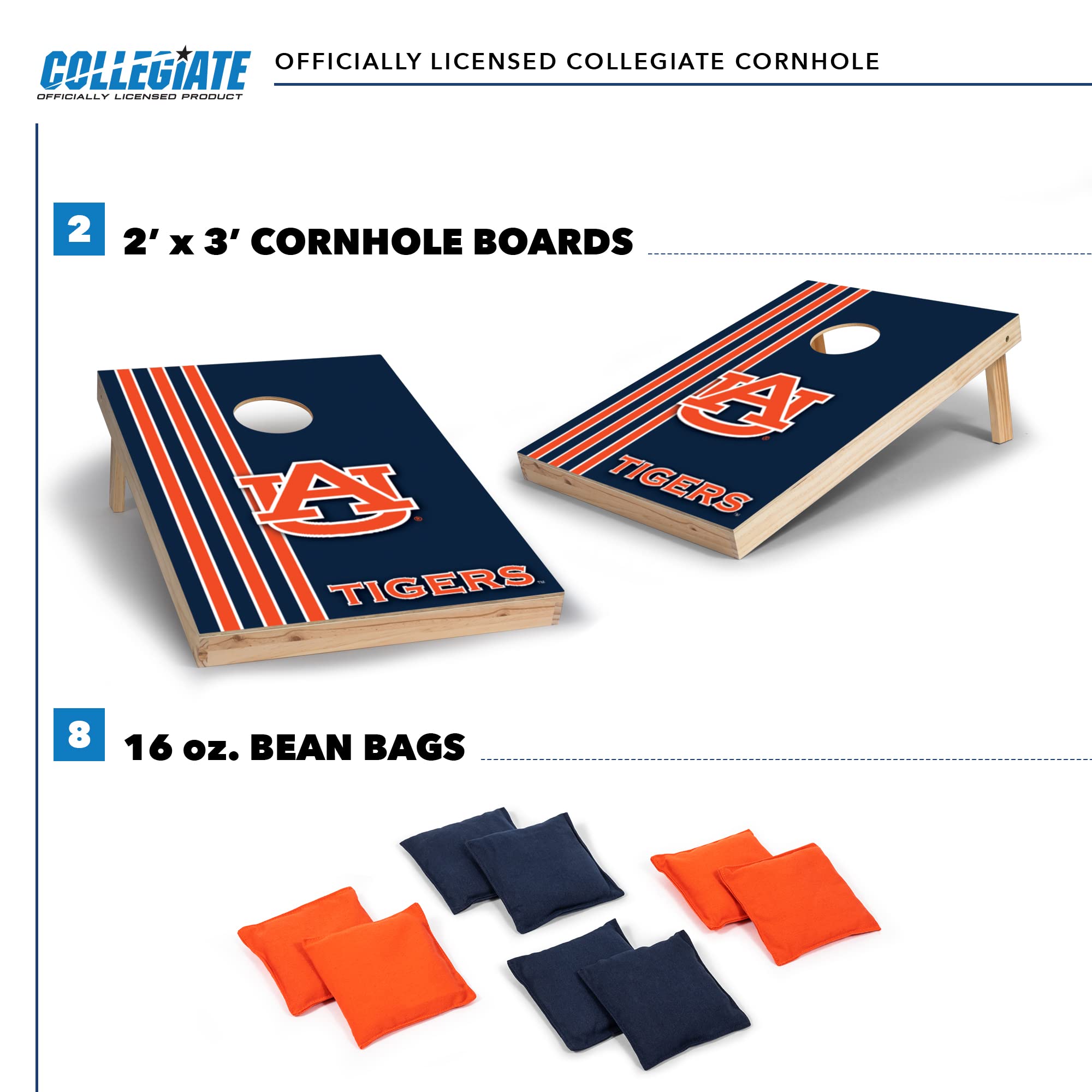 Wild Sports 2' x 3' Set with Direct Print HD Team Graphics – Great Gift for Any NCAA Fan! Bean Bag Toss Family Outdoor Games – Auburn Tigers - Sports Collectibles, Sports Memorabilia, Sports Fan Shop, Sports Gifts