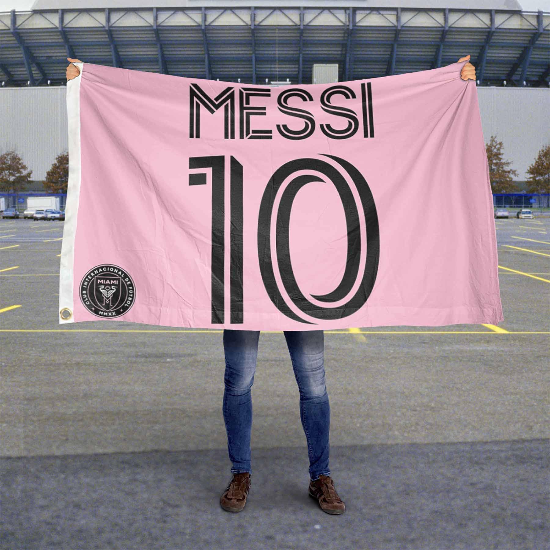 WinCraft Inter Miami CF Messi Player Logo 3x5 Feet Banner Flag - Sports Collectibles, Sports Memorabilia, Sports Fan Shop, Sports Gifts