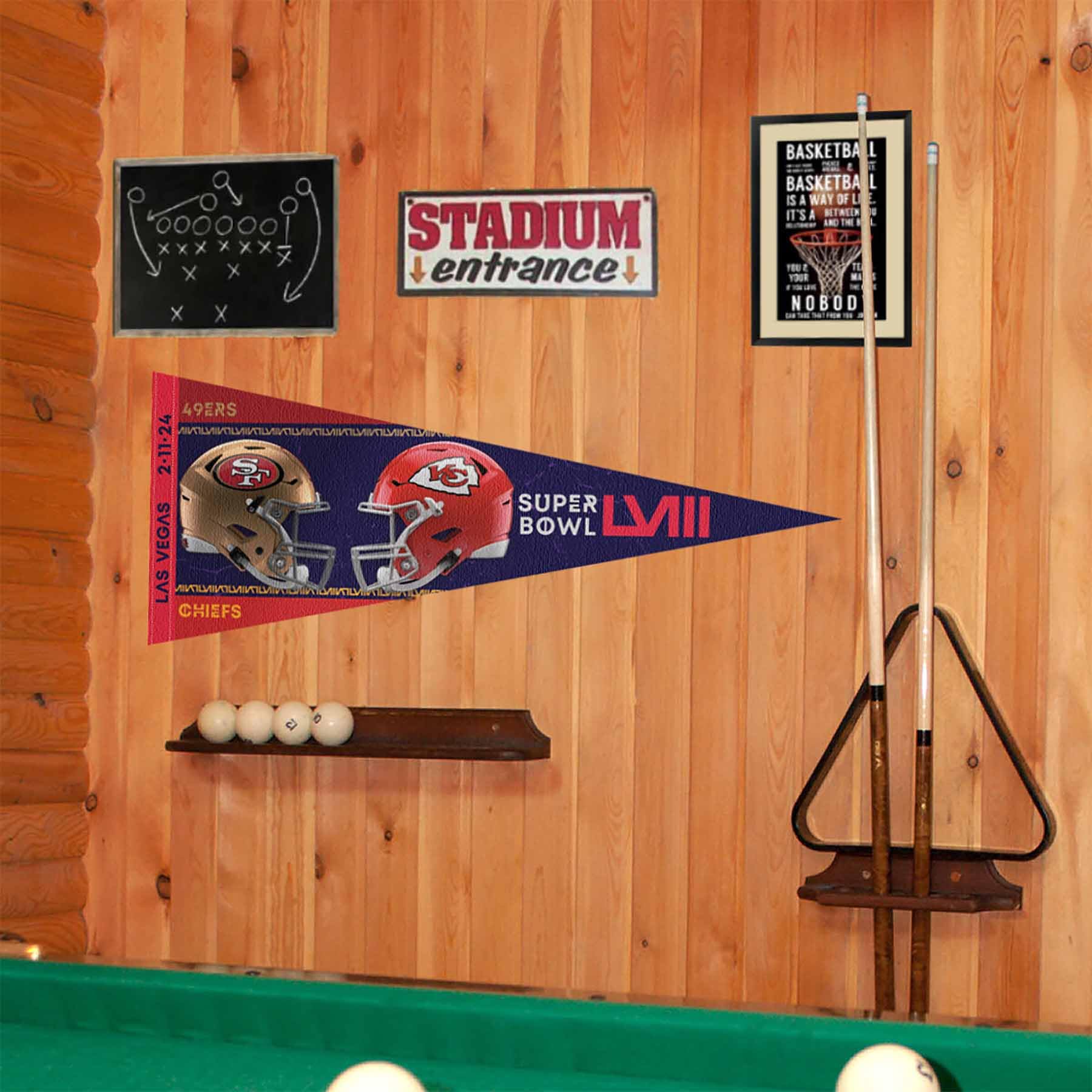 WinCraft 2024 Super Bowl LVIII Dueling Teams Chiefs 49ers Pennant Flag - Sports Collectibles, Sports Memorabilia, Sports Fan Shop, Sports Gifts