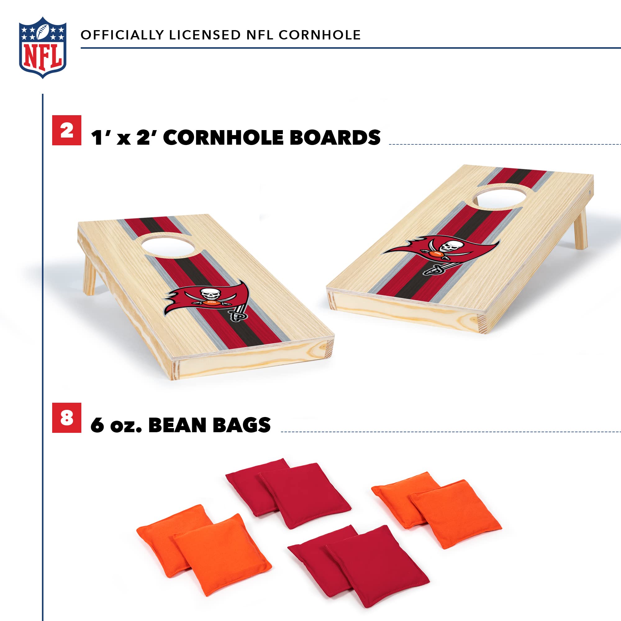 Wild Sports NFL Football Tampa Bay Buccaneers 1' x 2' Travel Size Set with Direct Print HD Team Graphics – Great Gift for Any Sports Fan! Bean Bag Toss Family Games for Outdoor Play - Sports Collectibles, Sports Memorabilia, Sports Fan Shop, Sports Gifts