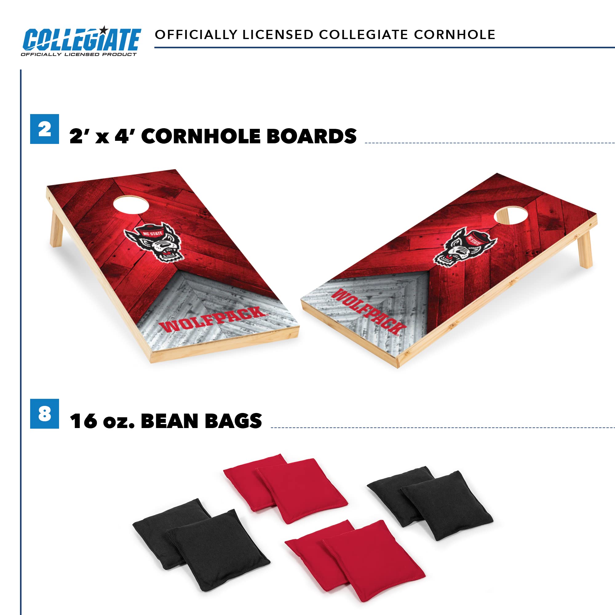 North Carolina State Wolfpack 2' x 4' Regulation Size Solid Wood College Cornhole Set with Direct Print HD Team Graphics Great Gift for Any NCAA Fan! Bean Bag Toss Family Outdoor Game - Sports Collectibles, Sports Memorabilia, Sports Fan Shop, Sports Gifts