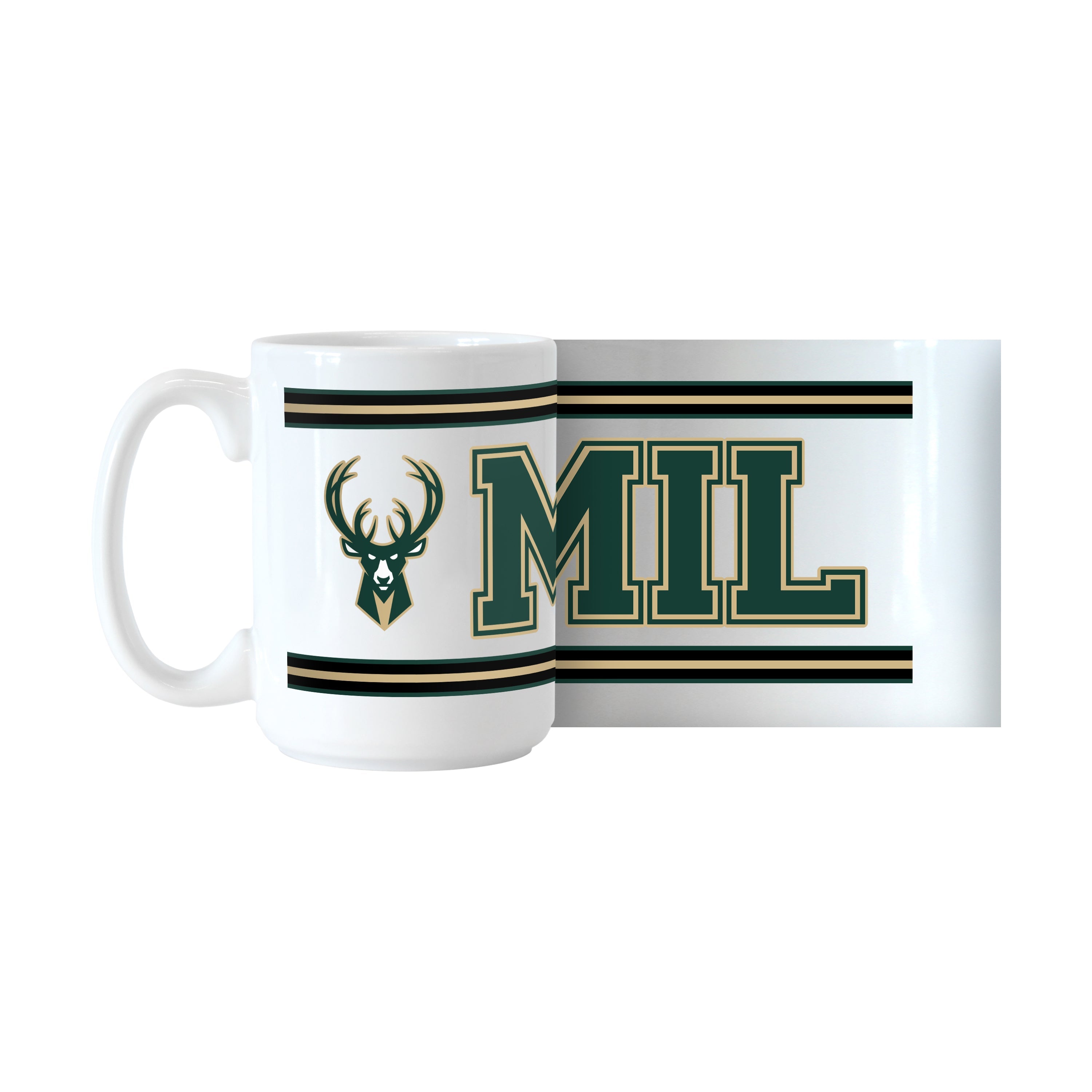 Milwaukee Bucks 15oz Overtime Stripe Sublimated Mug - Sports Gifts, Sports Memorabilia, Sports Collectibles, Fan Shop