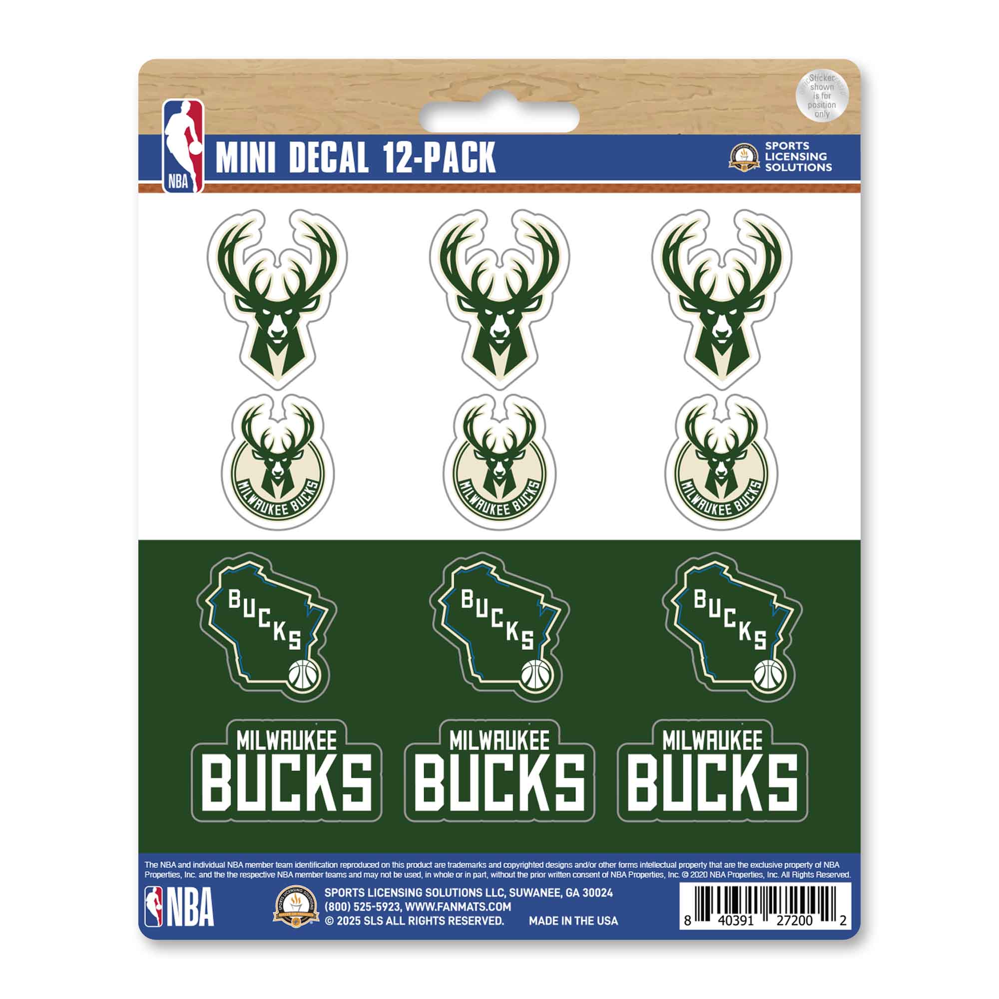 NBA - Milwaukee Bucks Mini Decal 12-pk