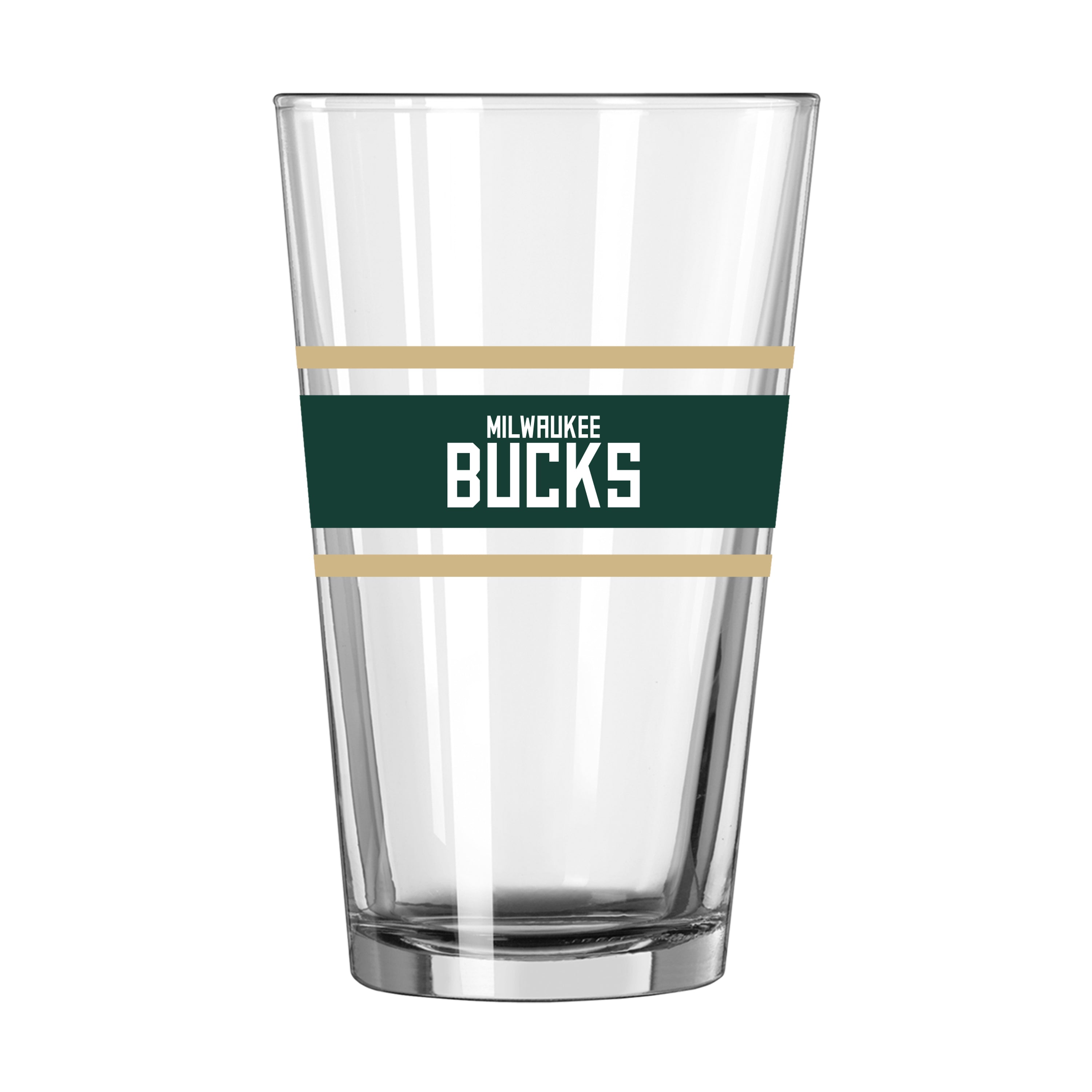 Milwaukee Bucks 16oz Stripe Pint Glass - Sports Gifts, Sports Memorabilia, Sports Collectibles, Fan Shop