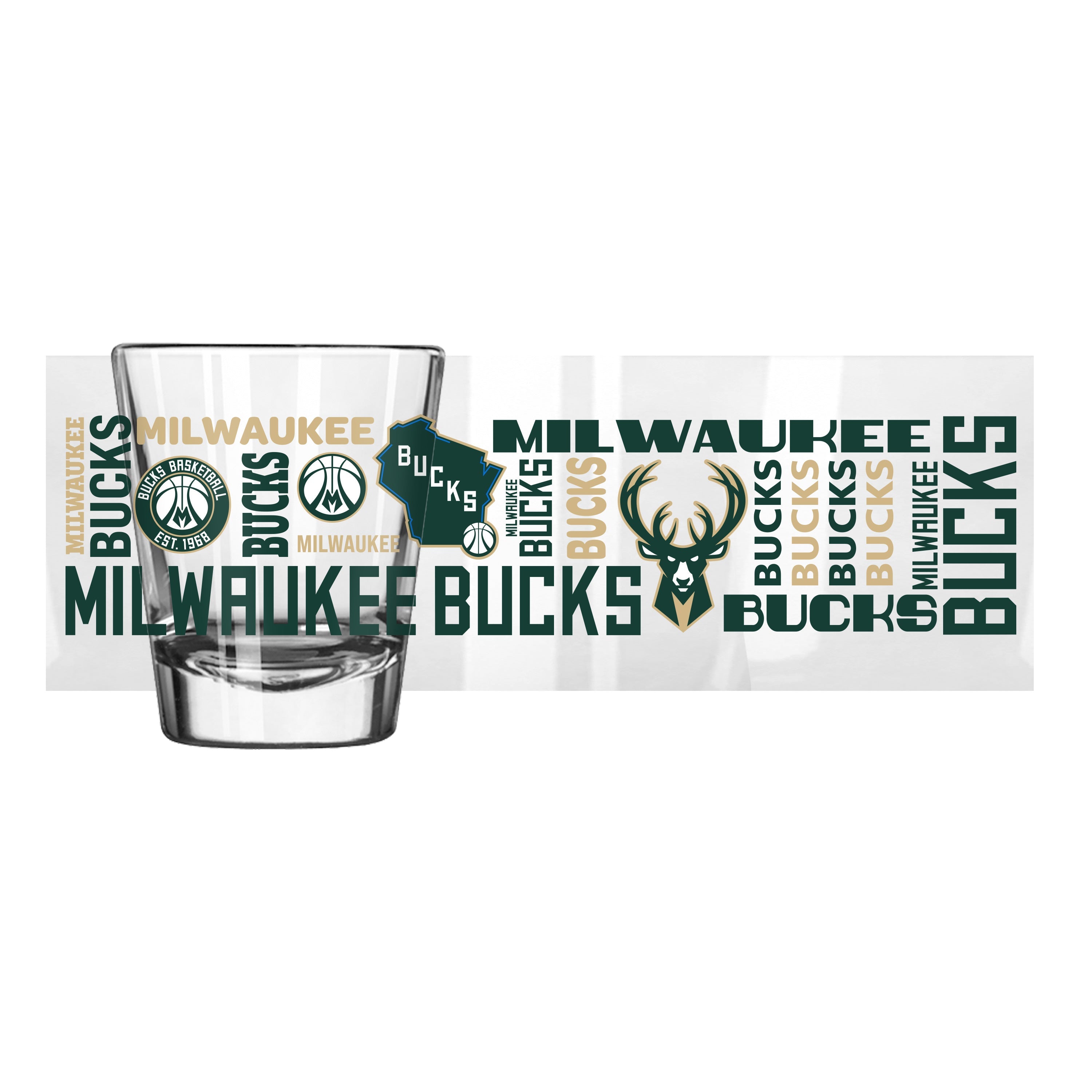 Milwaukee Bucks 2oz Spirit Shot Glass - Sports Gifts, Sports Memorabilia, Sports Collectibles, Fan Shop