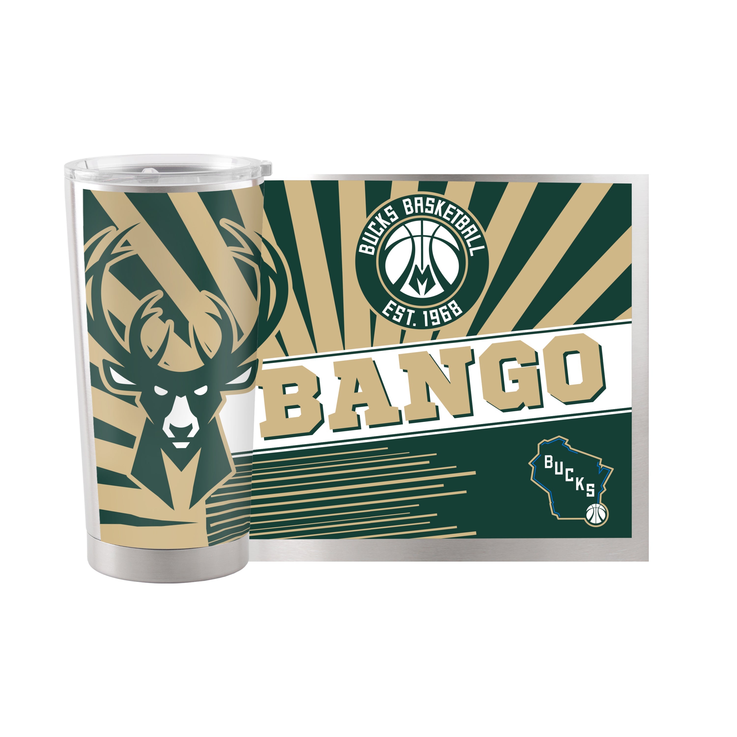 Milwaukee Bucks 20oz Mascot Stainless Steel Tumbler - Sports Gifts, Sports Memorabilia, Sports Collectibles, Fan Shop