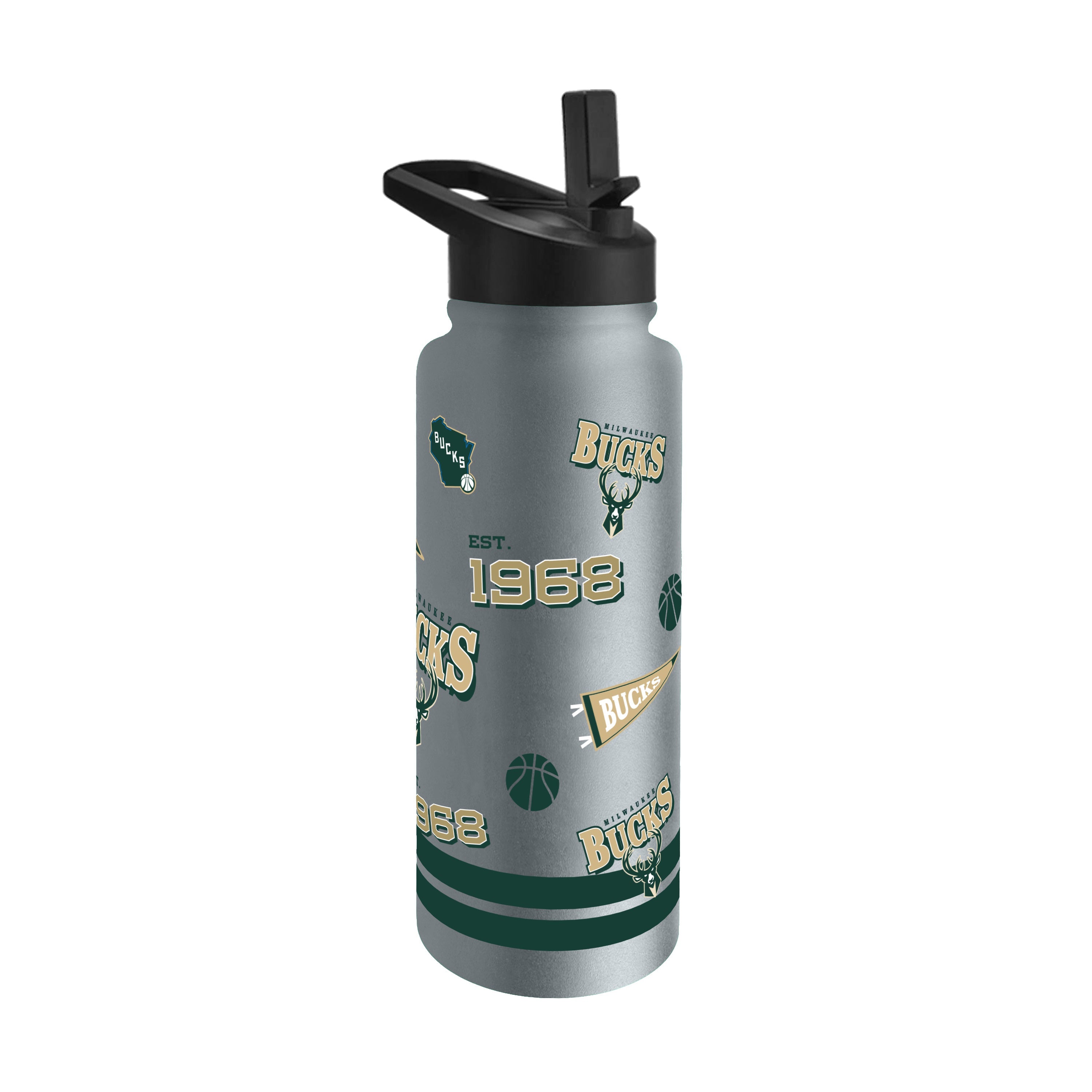 Milwaukee Bucks 34oz Native Quencher Bottle - Sports Gifts, Sports Memorabilia, Sports Collectibles, Fan Shop