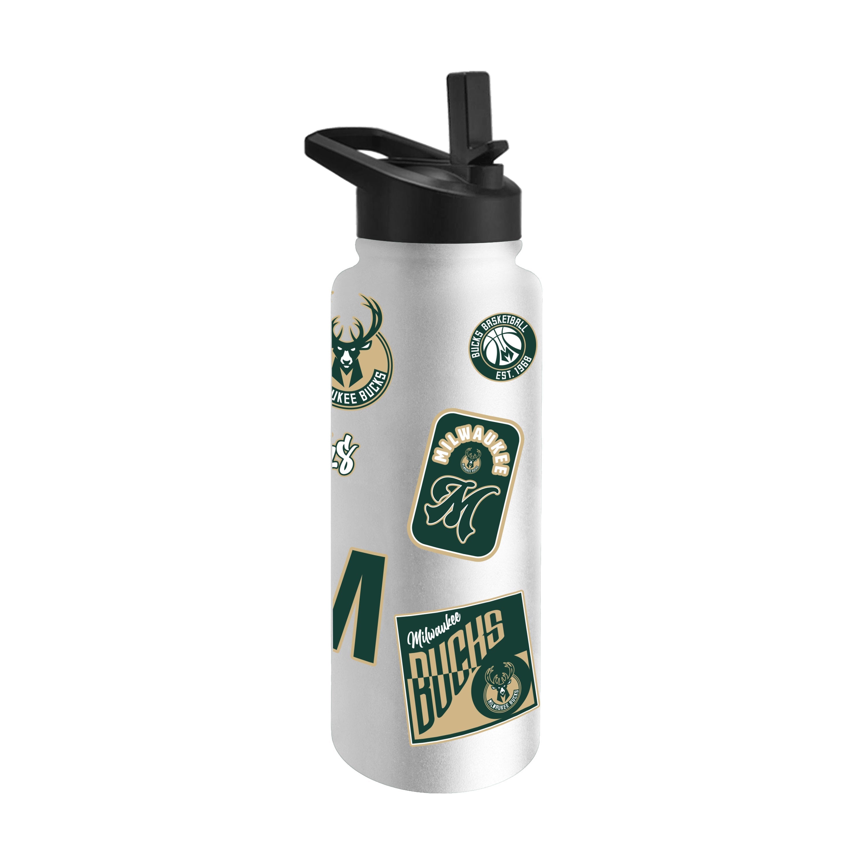 Milwaukee Bucks 34oz White Dreamweave Quencher Bottle - Sports Gifts, Sports Memorabilia, Sports Collectibles, Fan Shop
