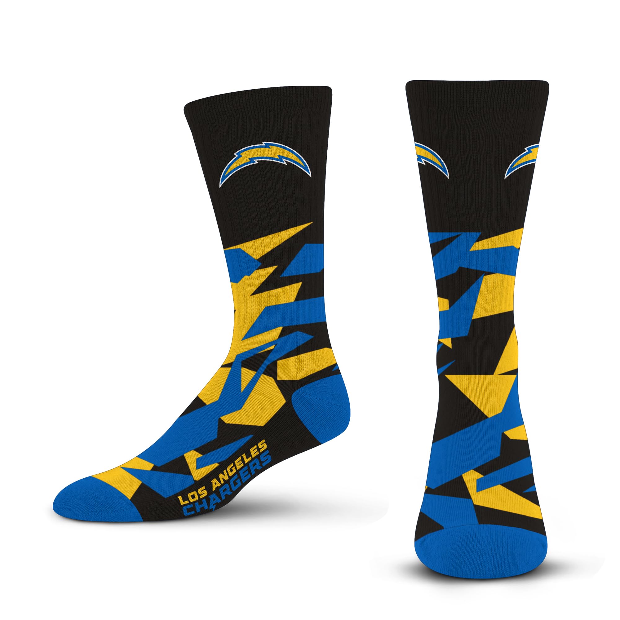 For Bare Feet NFL LOS ANGELES CHARGERS Shattered Camo Crew Sock Team Color Large - Sports Gifts, Sports Memorabilia, Sports Collectibles, Fan Shop