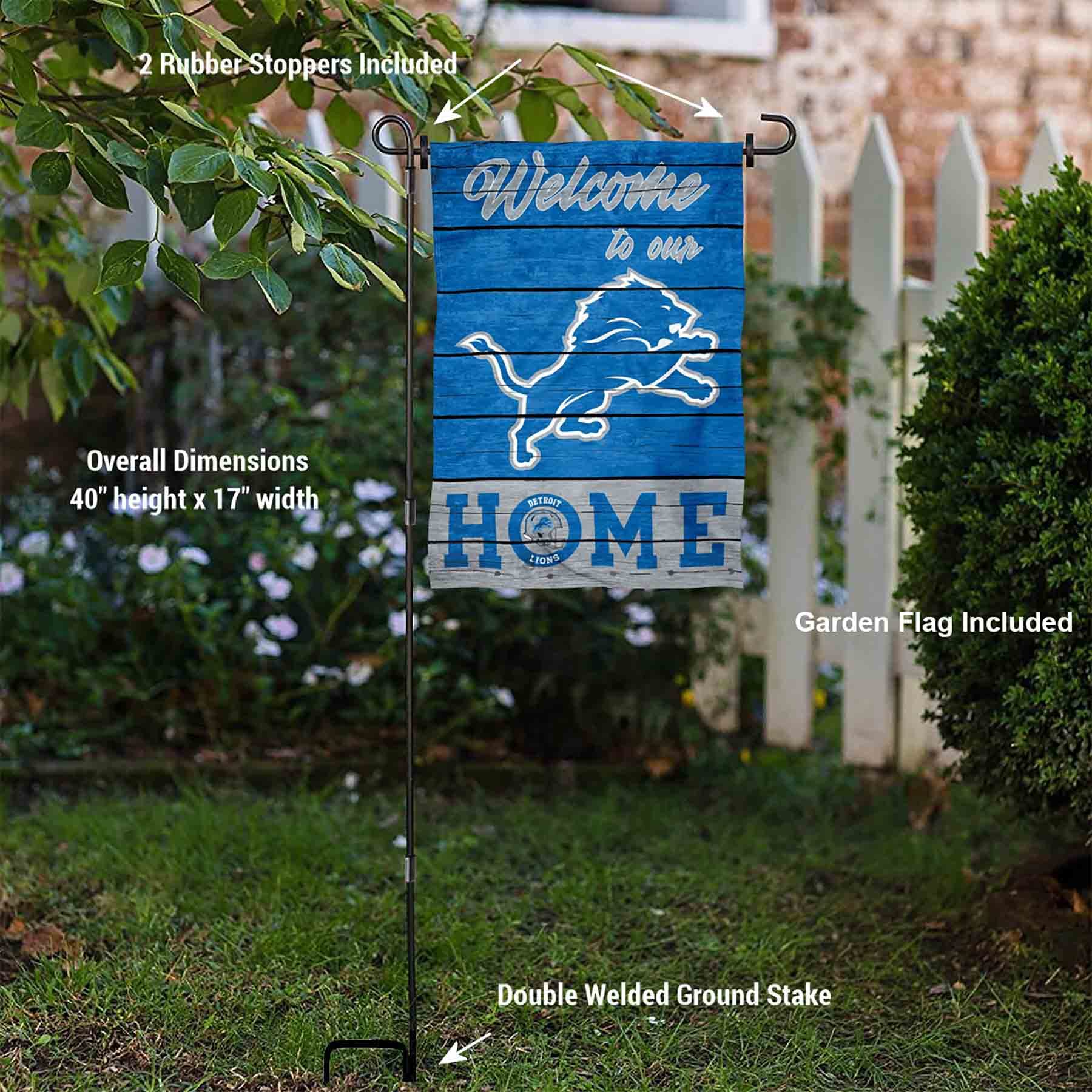 WinCraft Lions Welcome to Our Home Garden Flag and Flagpole Mount - Sports Collectibles, Sports Memorabilia, Sports Fan Shop, Sports Gifts