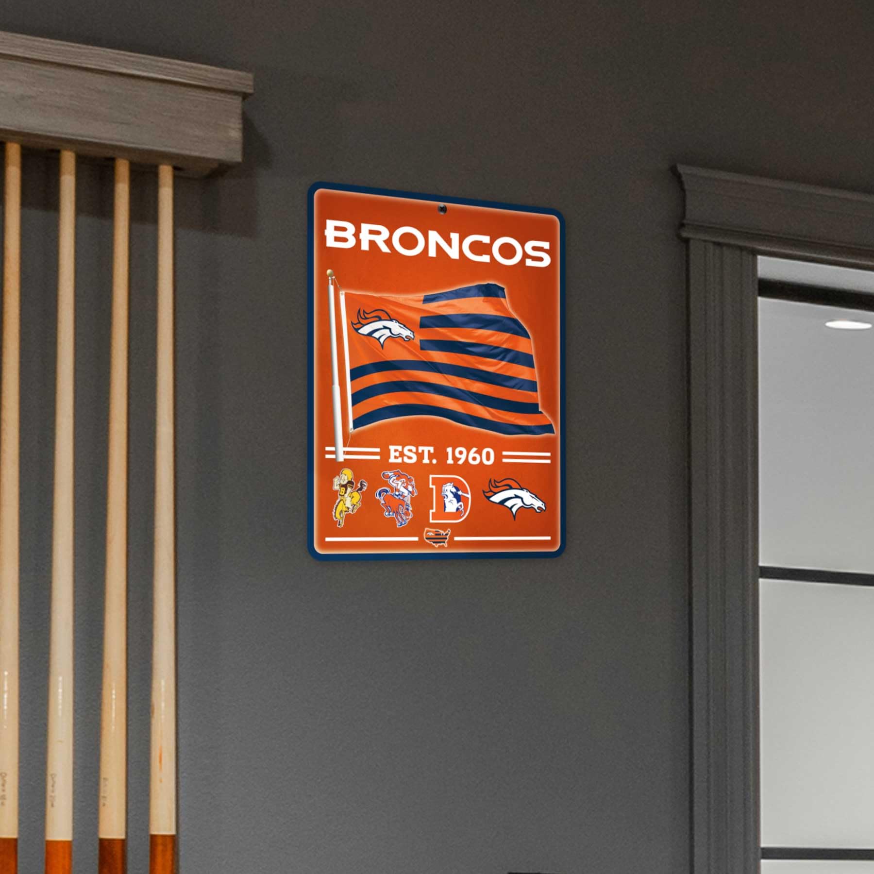 WinCraft Denver Broncos Americana Banner Flag Sign - Sports Collectibles, Sports Memorabilia, Sports Fan Shop, Sports Gifts