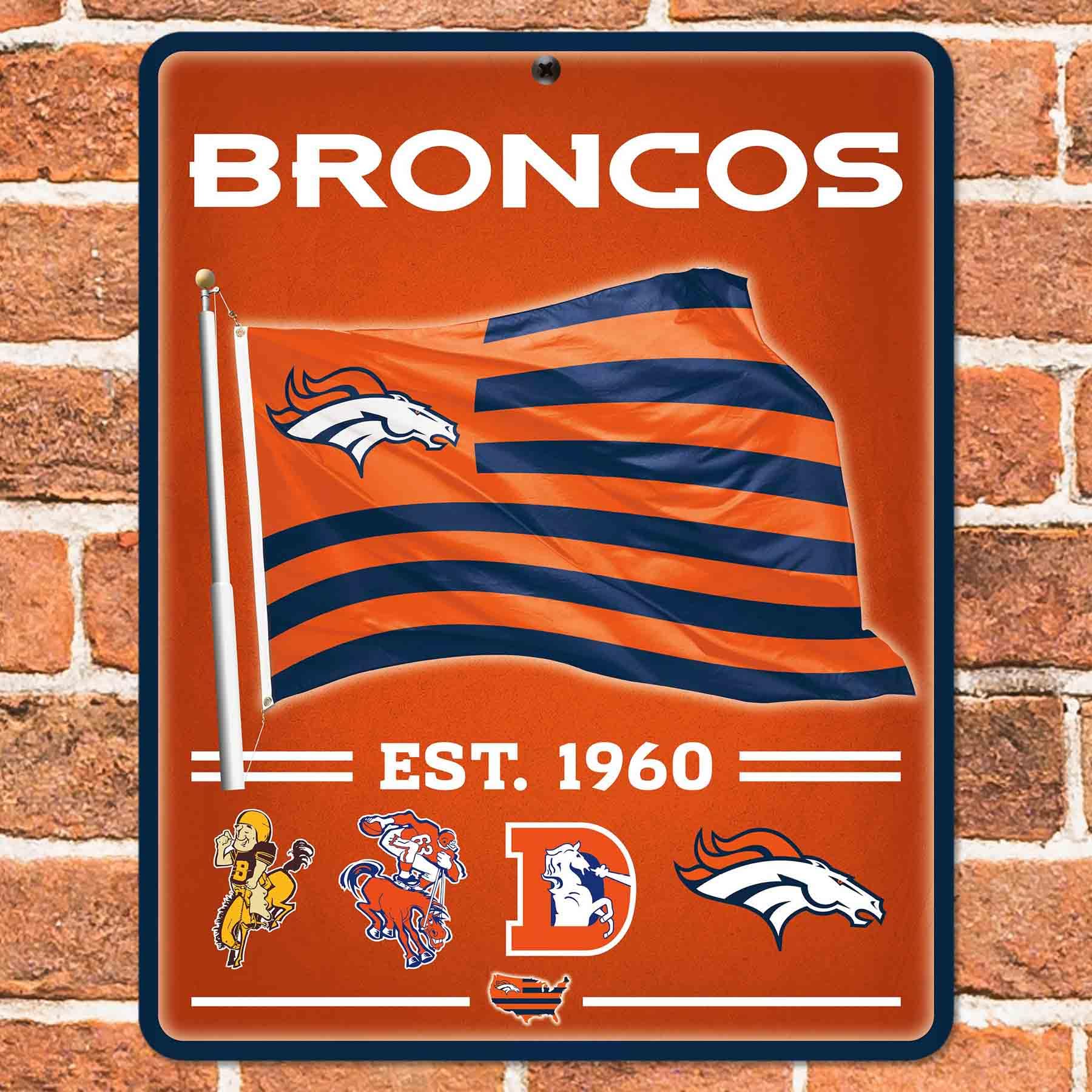 WinCraft Denver Broncos Americana Banner Flag Sign - Sports Collectibles, Sports Memorabilia, Sports Fan Shop, Sports Gifts