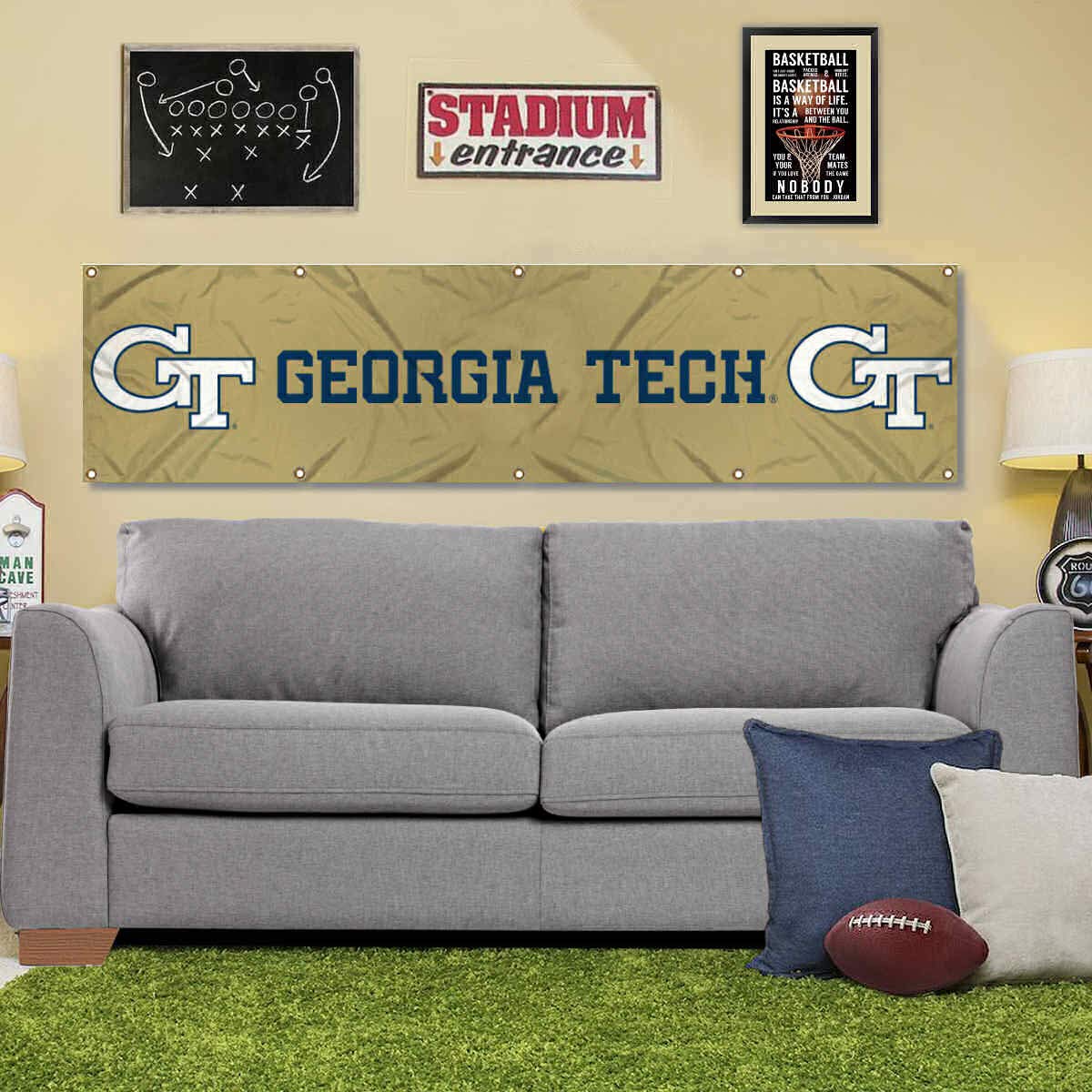 College Flags & Banners Co. Georgia Tech Yellow Jackets Large 2x8 Foot Banner - Sports Collectibles, Sports Memorabilia, Sports Fan Shop, Sports Gifts