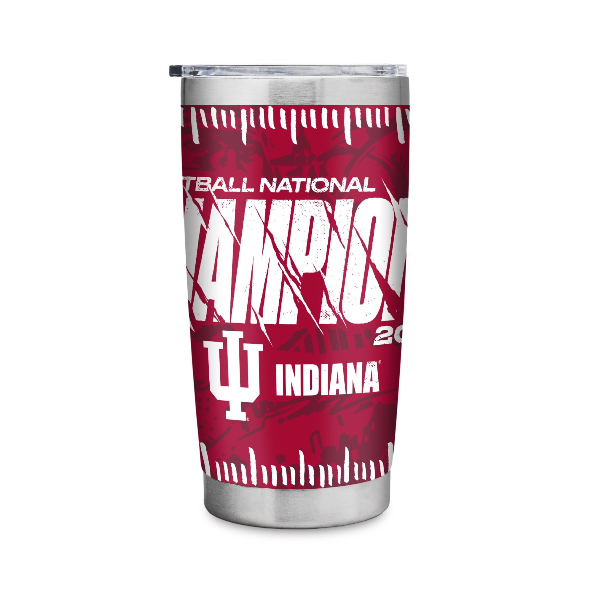 Rico Industries NCAA Indiana Hoosiers 2026 Football National Champions 20oz Stainless Steel Tumbler with Lid - Great For Coffee, Tea, Water or Cocktails - Sports Gifts, Sports Memorabilia, Sports Collectibles, Fan Shop
