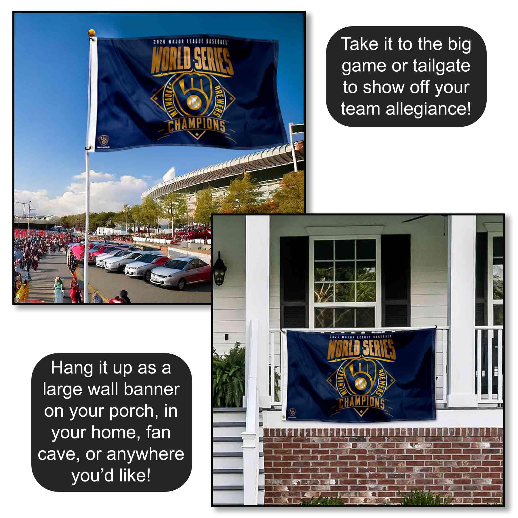 Milwaukee Brewers 2026 World Champions Series 3x5 Flag - Sports Gifts, Sports Memorabilia, Sports Collectibles, Fan Shop