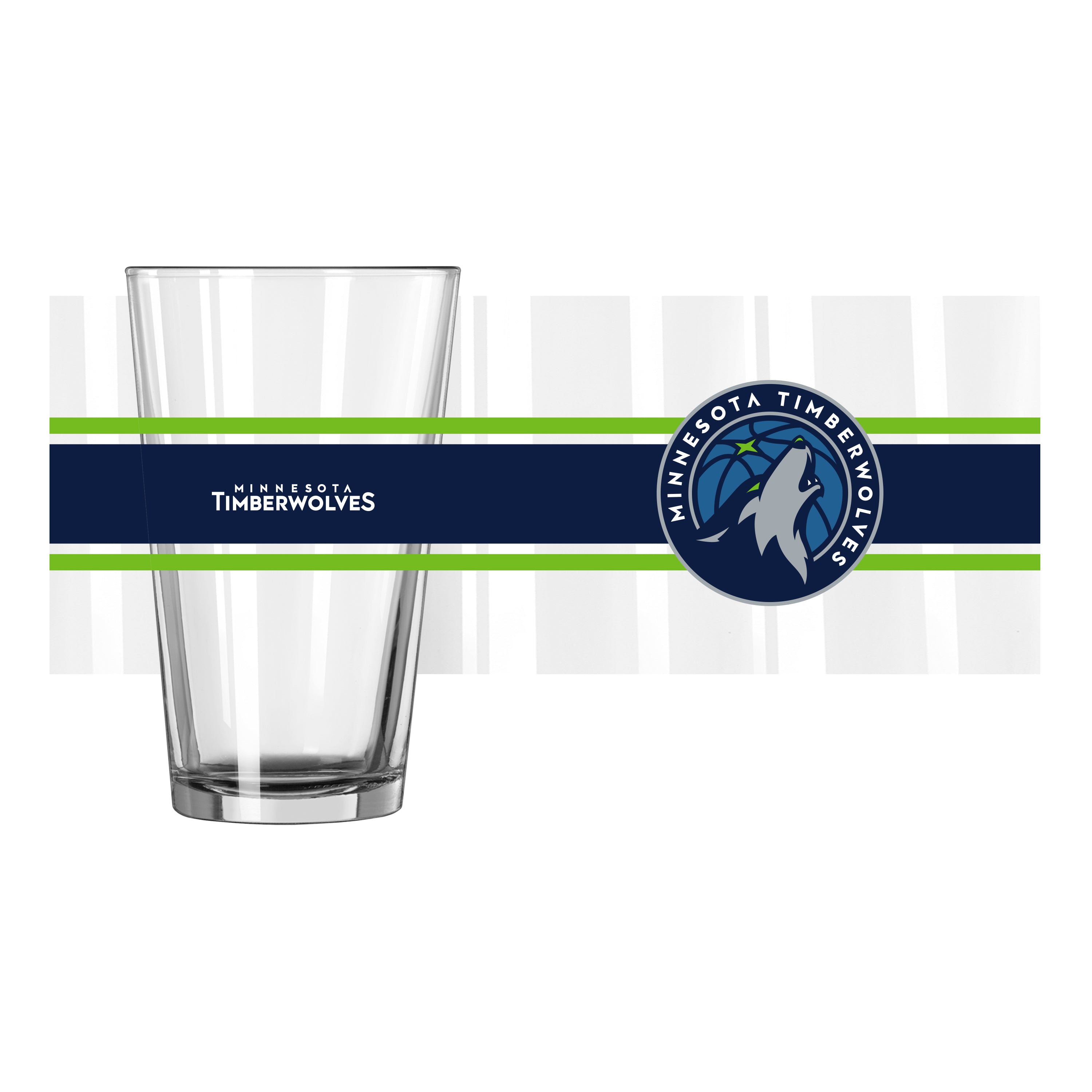Minnesota Timberwolves 16oz Stripe Pint Glass - Sports Gifts, Sports Memorabilia, Sports Collectibles, Fan Shop