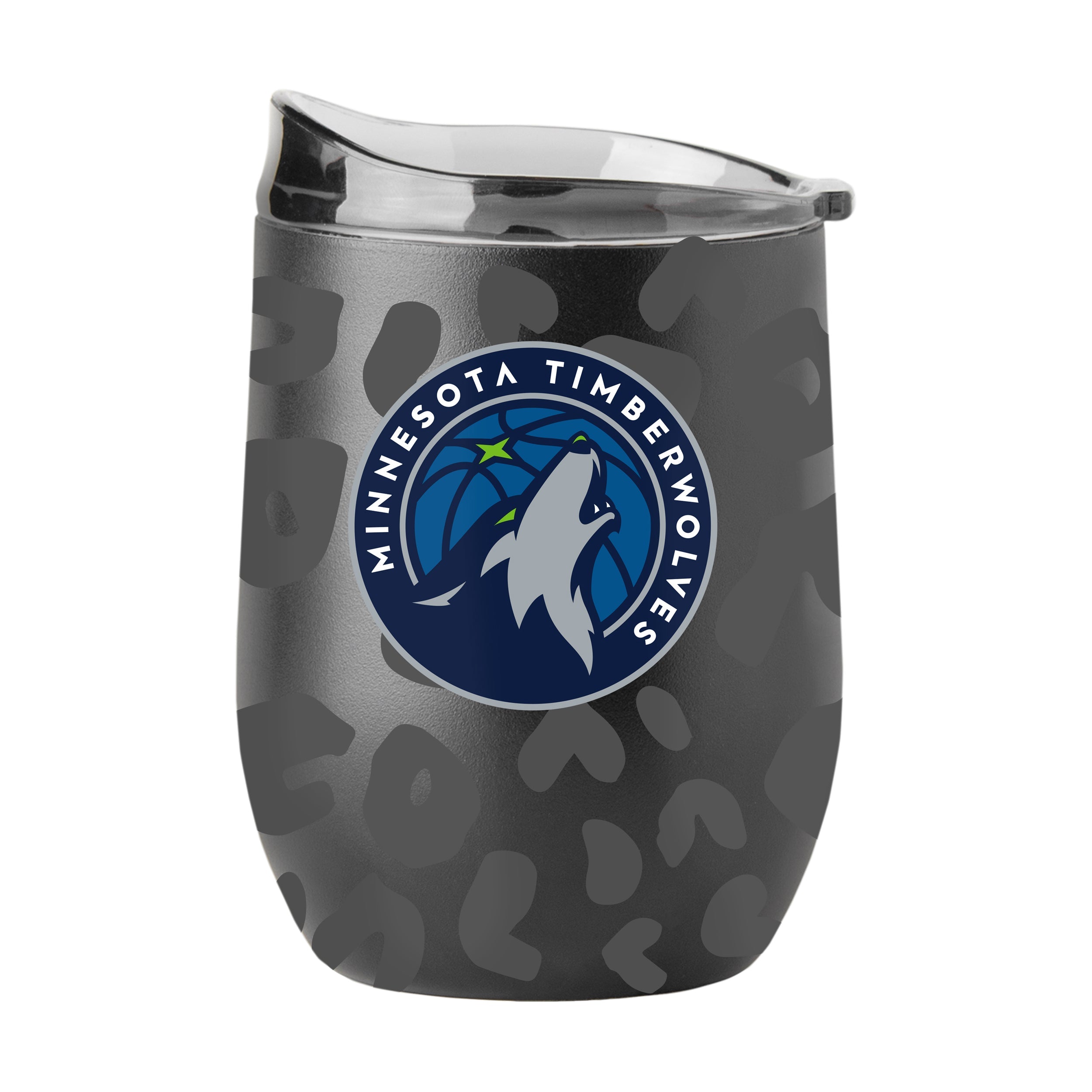 Minnesota Timberwolves Leopard 16oz Black Powder Coat Curved Beverage