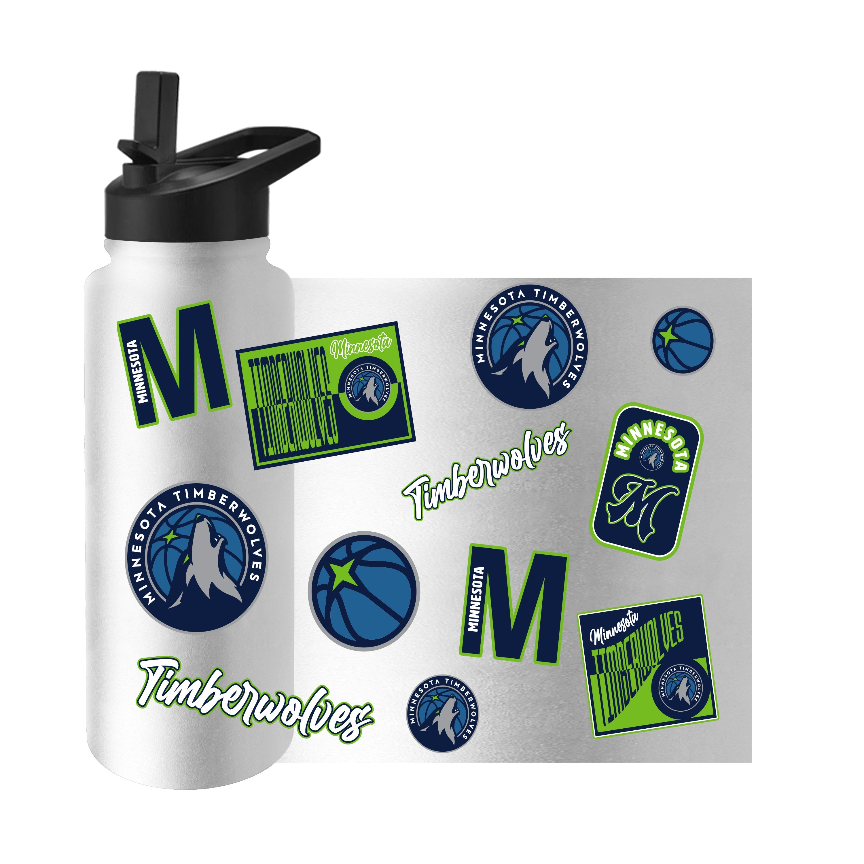 Minnesota Timberwolves 34oz White Dreamweave Quencher Bottle - Sports Gifts, Sports Memorabilia, Sports Collectibles, Fan Shop