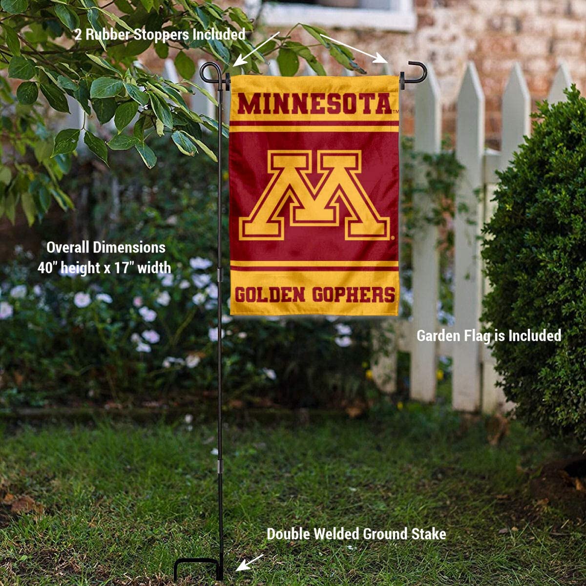 College Flags & Banners Co. Minnesota Gophers Garden and USA Flag Stand Pole Holder Set - Sports Collectibles, Sports Memorabilia, Sports Fan Shop, Sports Gifts