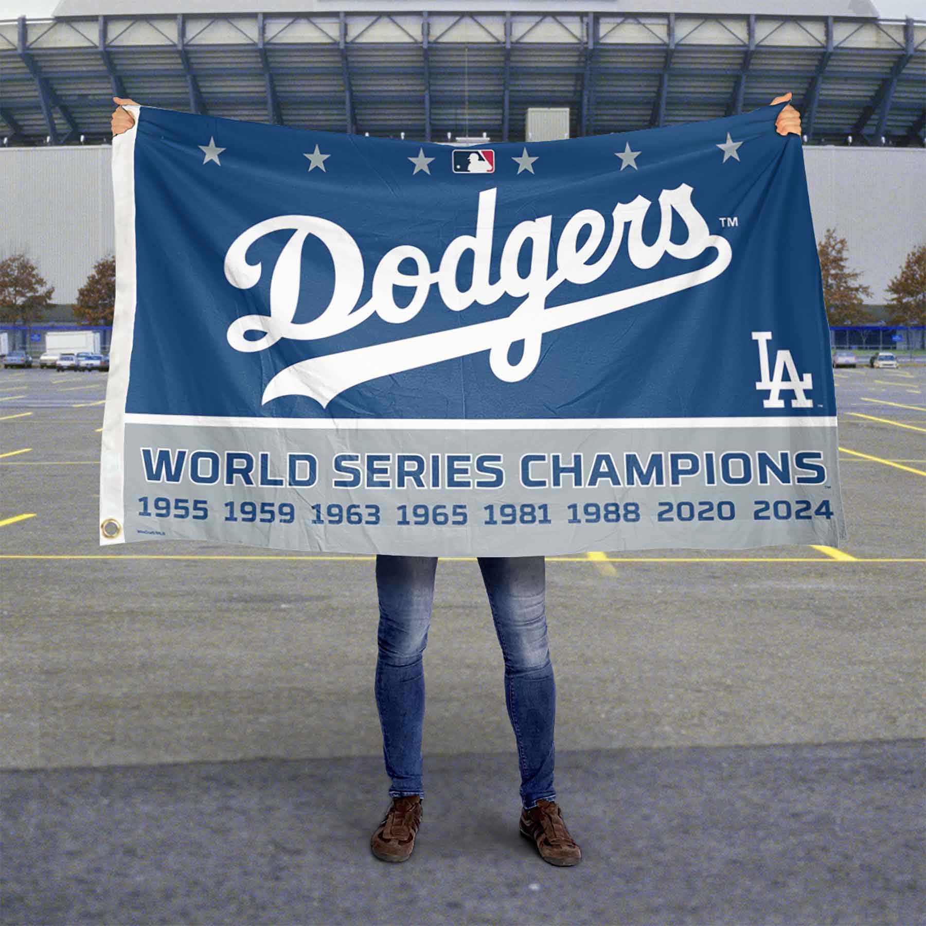 WinCraft Los Angeles Dodgers 8 Time World Champions Series 3x5 Flag - Sports Collectibles, Sports Memorabilia, Sports Fan Shop, Sports Gifts